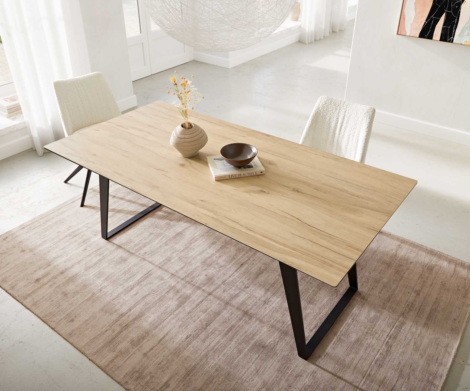 Table à manger Edge 200x100 céramique Laminam® Sabbia couleur chêne métal incliné noir 5 Table à manger Edge 200x100 céramique Laminam® Sabbia couleur chêne métal incliné noir 5