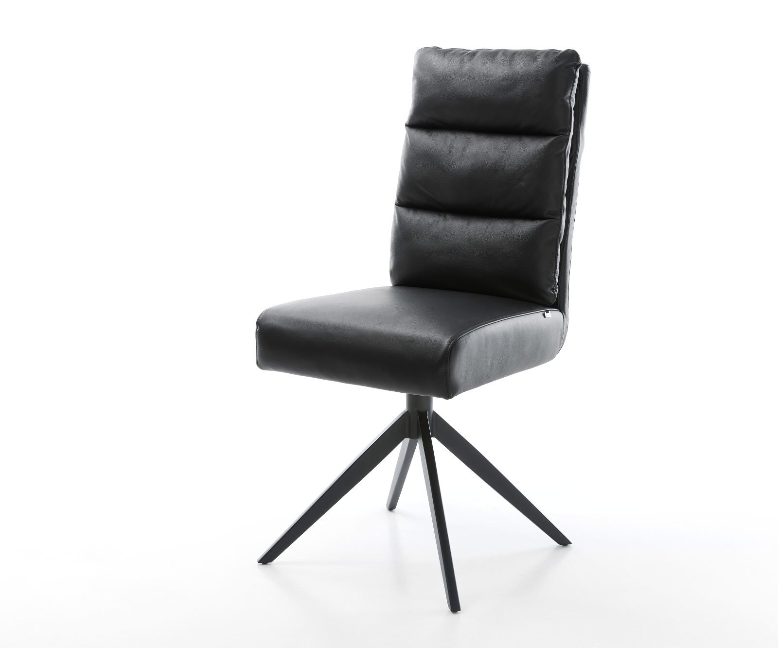 Chaise-pivotante Pela-Flex cuir de vache noir pied croisé large noir pivotement sur 360° fonction bascule ressorts ensachés