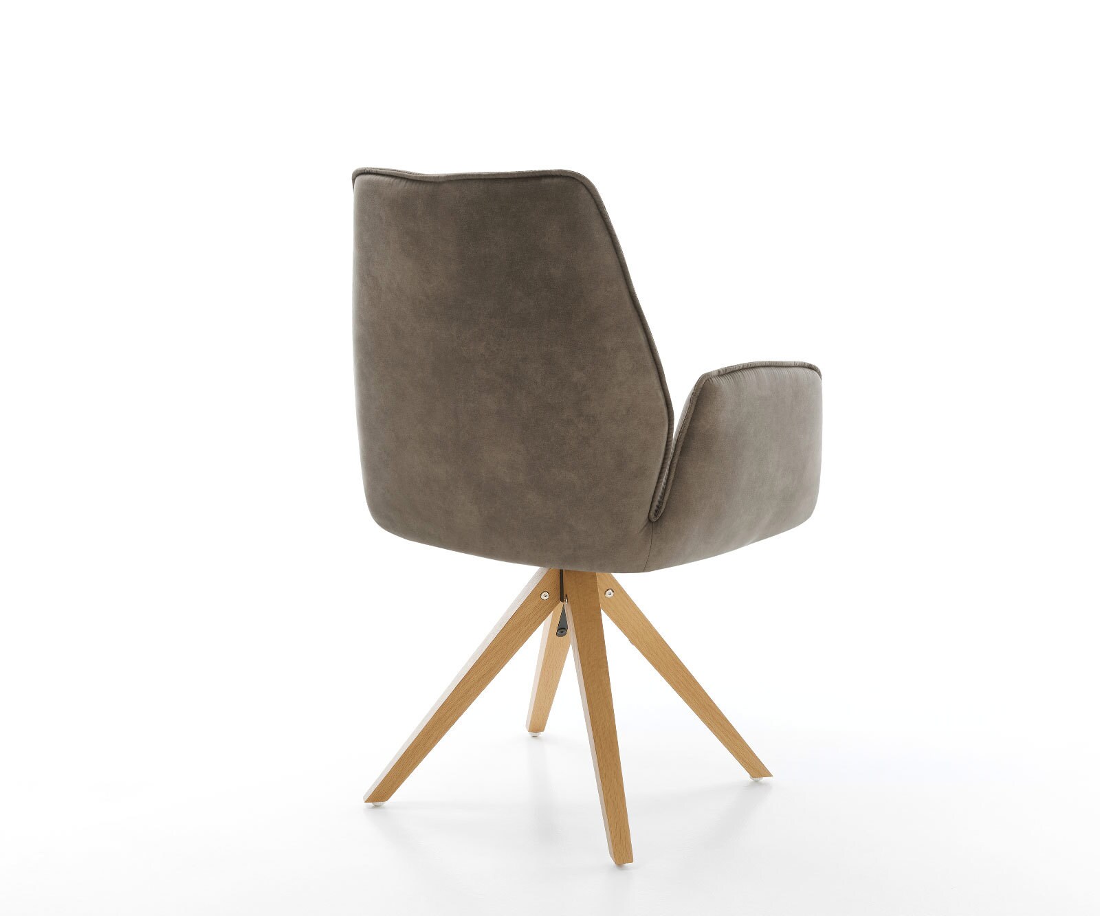 Chaise-de-salle-à-manger Zoa-Flex microvelours taupe vintage pied en bois angulaire naturel ressorts ensachés 4