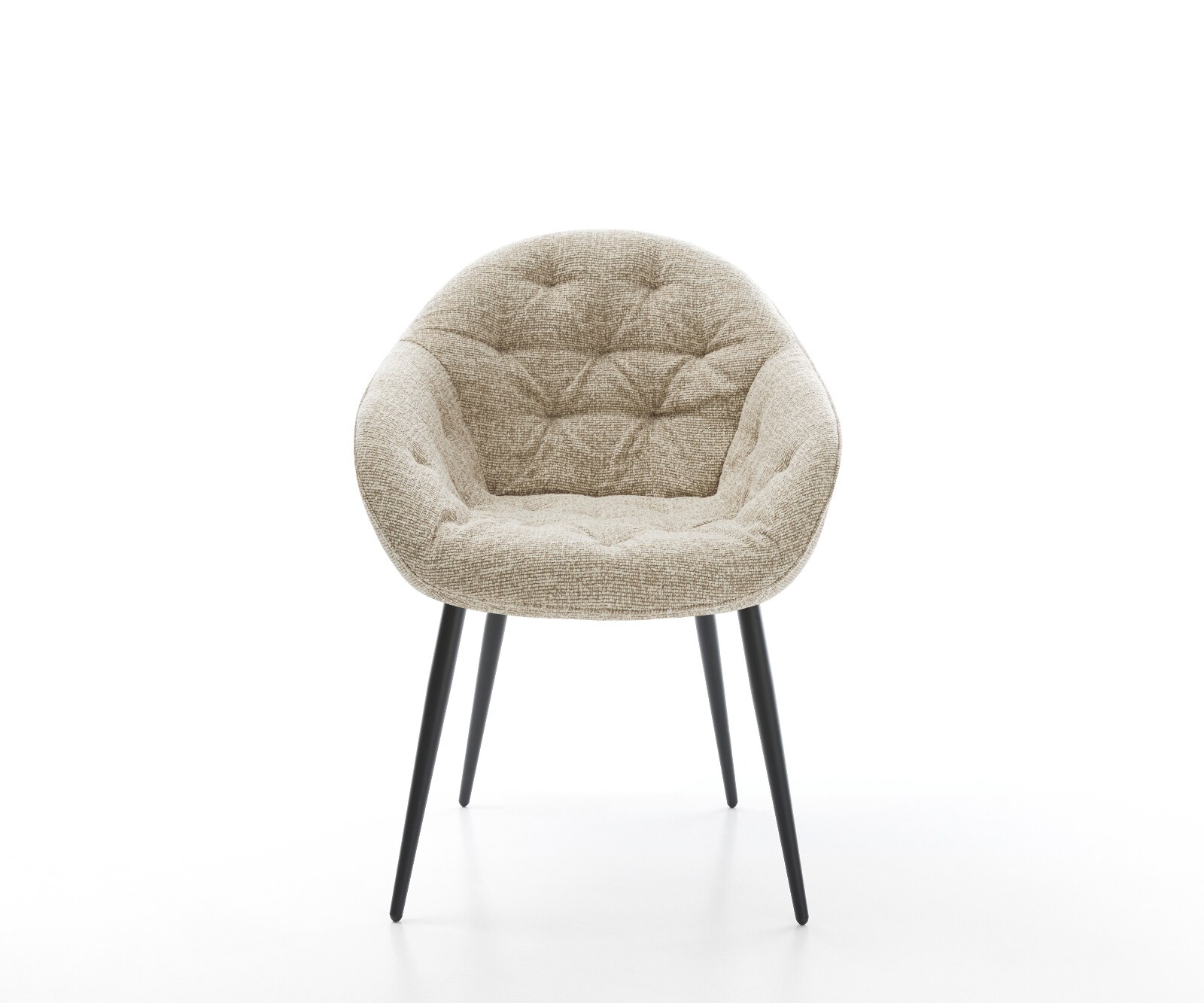 Chaise-de-salle-à-manger Gaio-Flex tissu tissé doux beige 4 pieds coniques noir 2