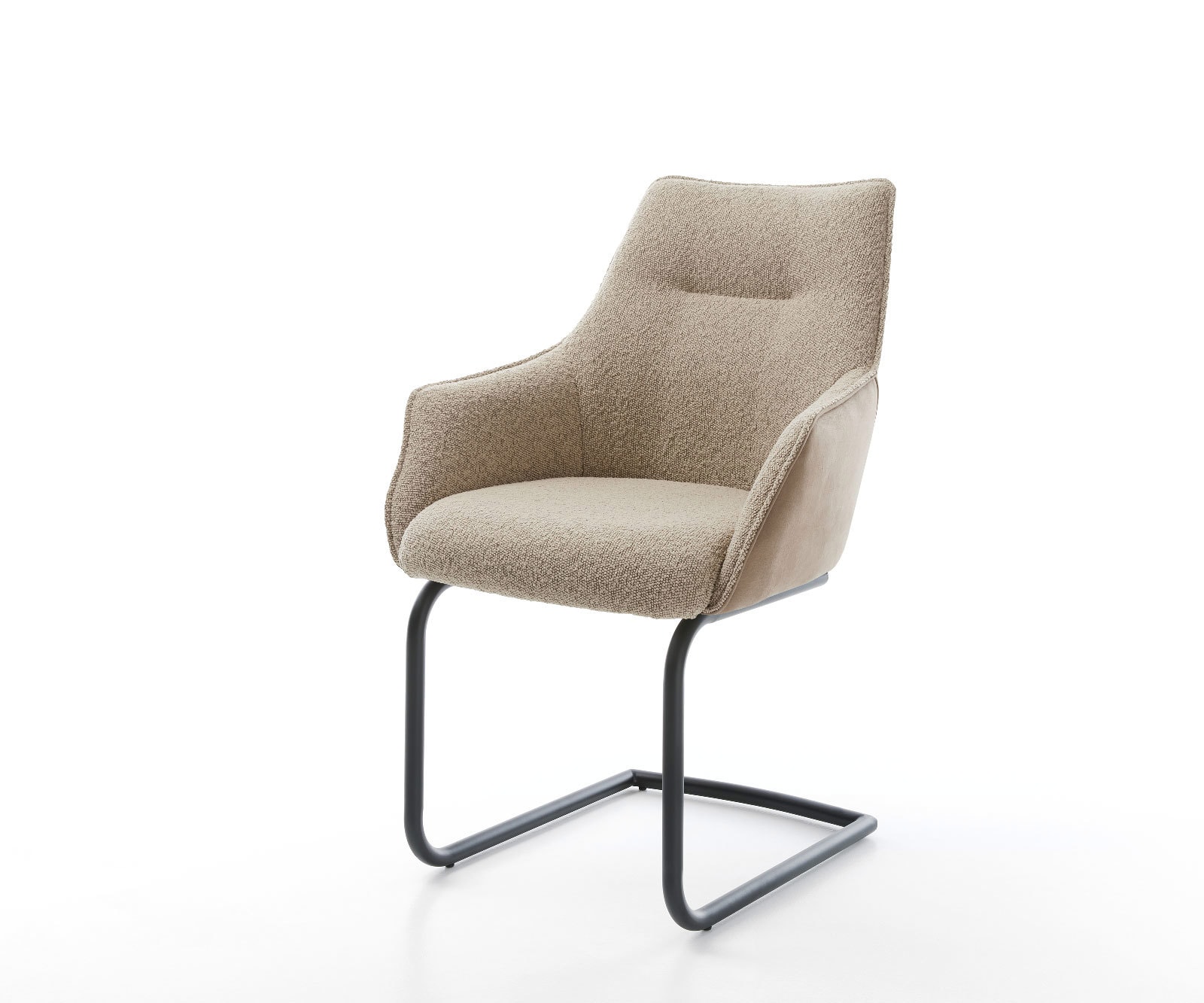 Cantilever Alja-Flex avec accoudoirs tissu mixte couleur boue pied cantilever rond noir ressorts ensachés 1