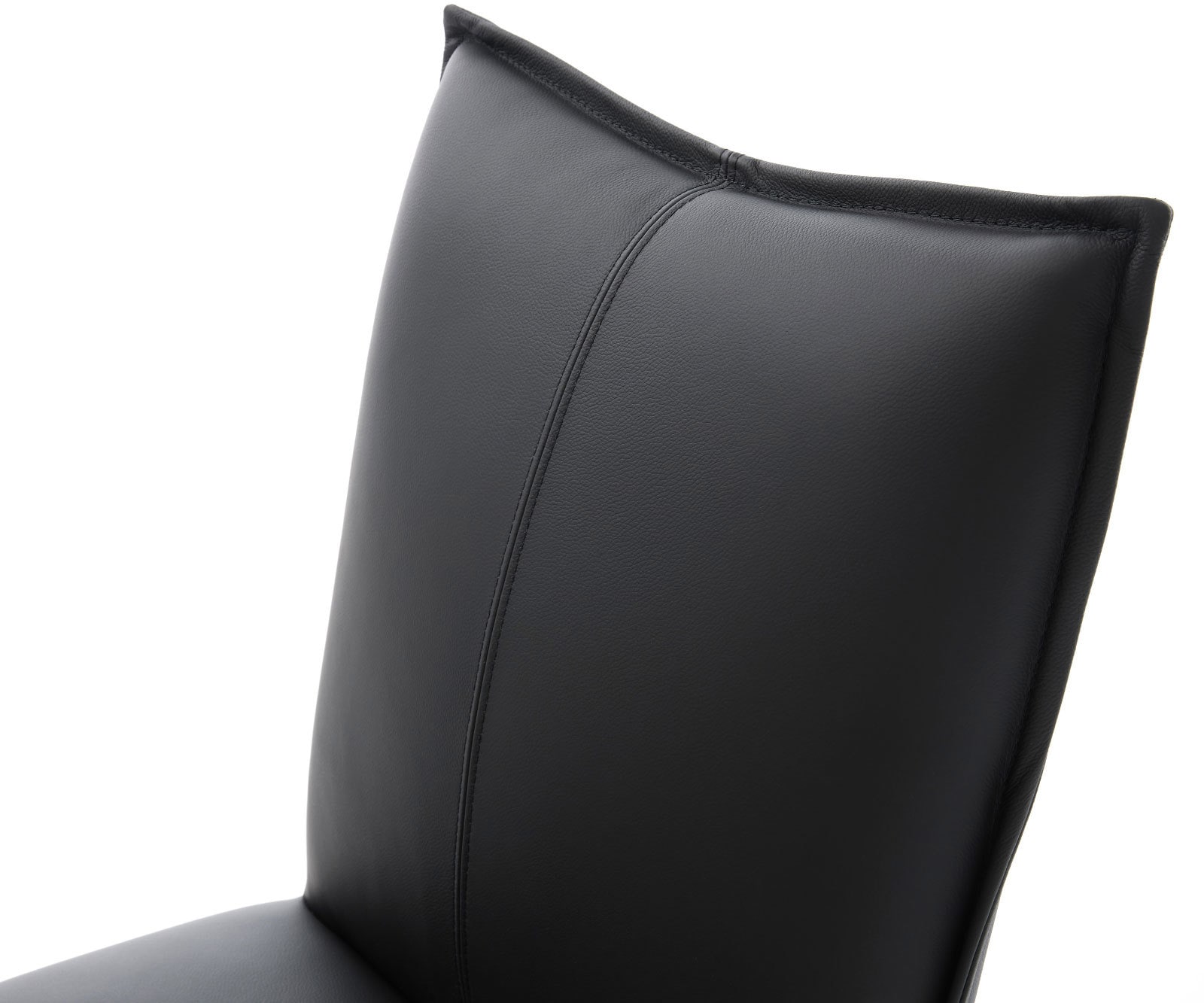 Chaise-pivotante Lelio-Flex cuir de vache noir pied croisé large acier inoxydable brossé pivotement sur 360° fonction bascule ressorts ensachés 4