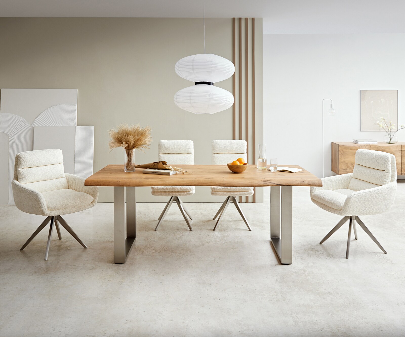 Table-à-manger Edge 180x90 XL acacia nature acier inoxydable mince Live-Edge 1