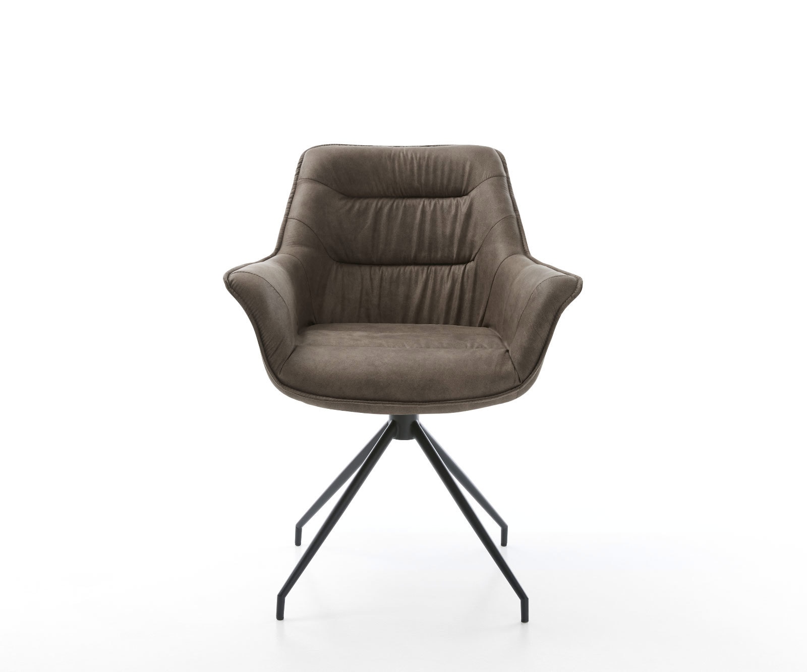 Chaise-de-salle-à-manger Kaira-Flex microvelours taupe vintage pied croisé conique noir 1 Chaise-de-salle-à-manger Kaira-Flex microvelours taupe vintage pied croisé conique noir 1