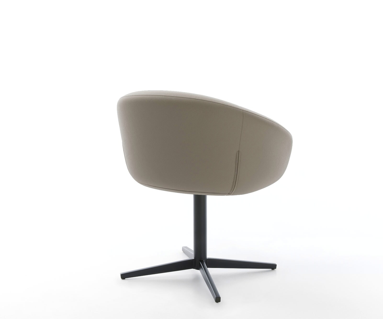 Chaise-pivotante Vinka-Flex avec accoudoirs cuir de vache couleur boue pied de chaise 4 branches noir pivotement sur 360° ressorts ensachés 5