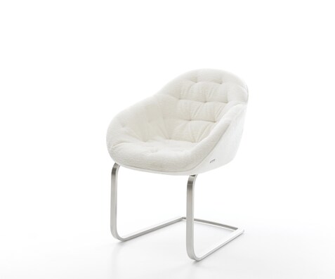 Cantilever Gaio-Flex bouclé doux beige pied cantilever plat acier inoxydable
