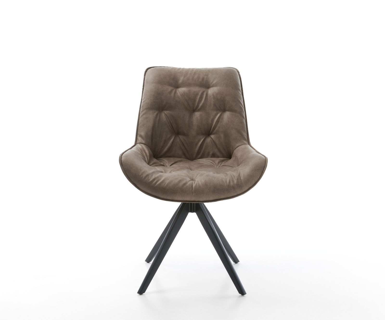 Chaise-de-salle-à-manger Taimi-Flex microvelours taupe vintage pied croisé angulaire noir 2