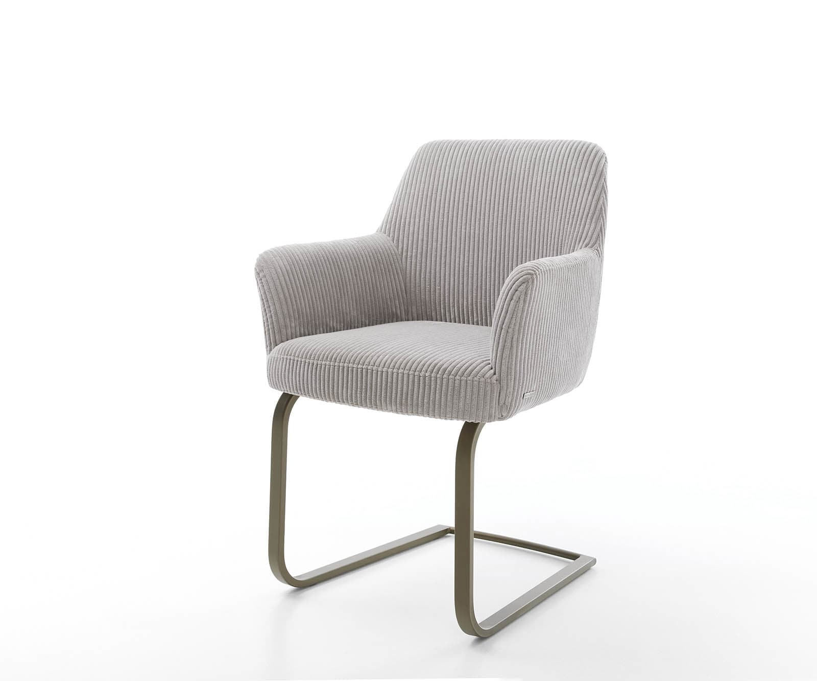 Cantilever Xana-Flex avec accoudoirs côtelé gris argenté pied cantilever plat aspect titane ressorts ensachés Cantilever Xana-Flex avec accoudoirs côtelé gris argenté pied cantilever plat aspect titane ressorts ensachés