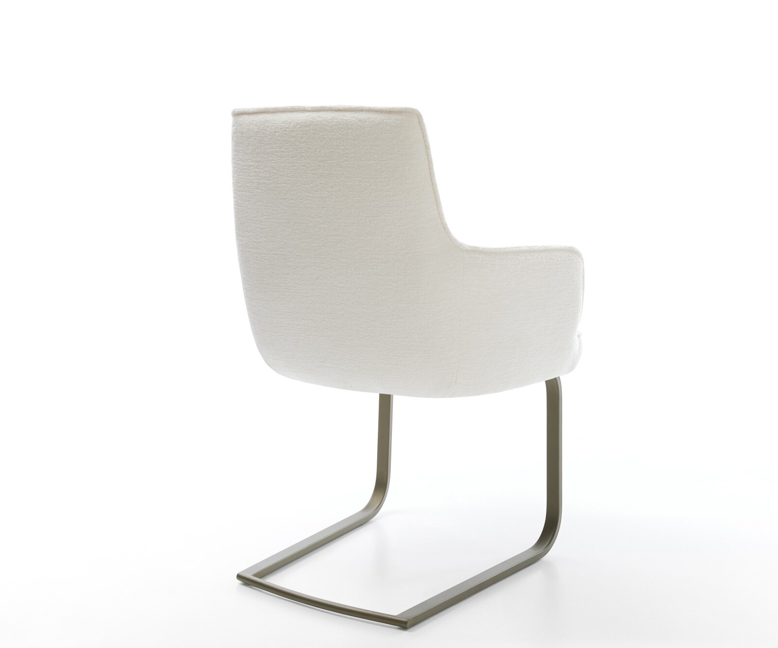 Cantilever Heira-Flex avec accoudoirs bouclé doux beige pied cantilever plat aspect titane resorts ensachés 5