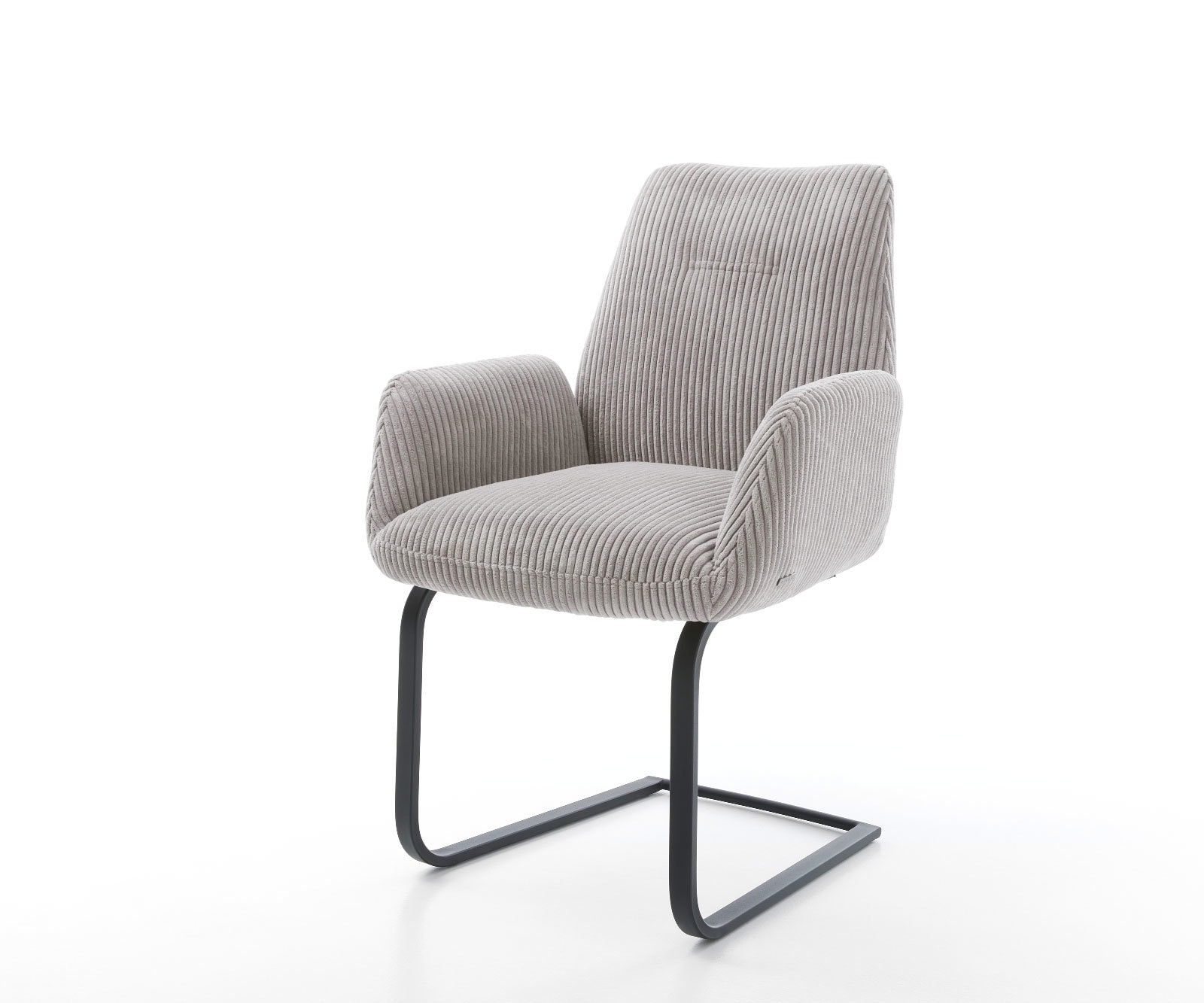 Cantilever Zoa-Flex côtelé gris argenté pied cantilever plat noir ressorts ensachés Cantilever Zoa-Flex côtelé gris argenté pied cantilever plat noir ressorts ensachés