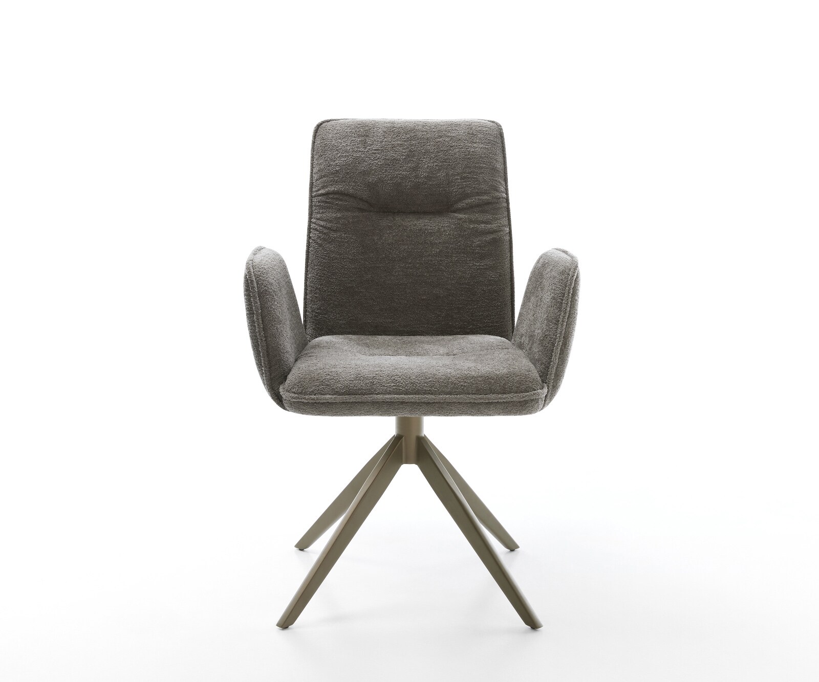 Chaise-pivotante Vinja-Flex bouclé doux couleur boue pied croisé large aspect titane pivotement sur 360° fonction bascule 1