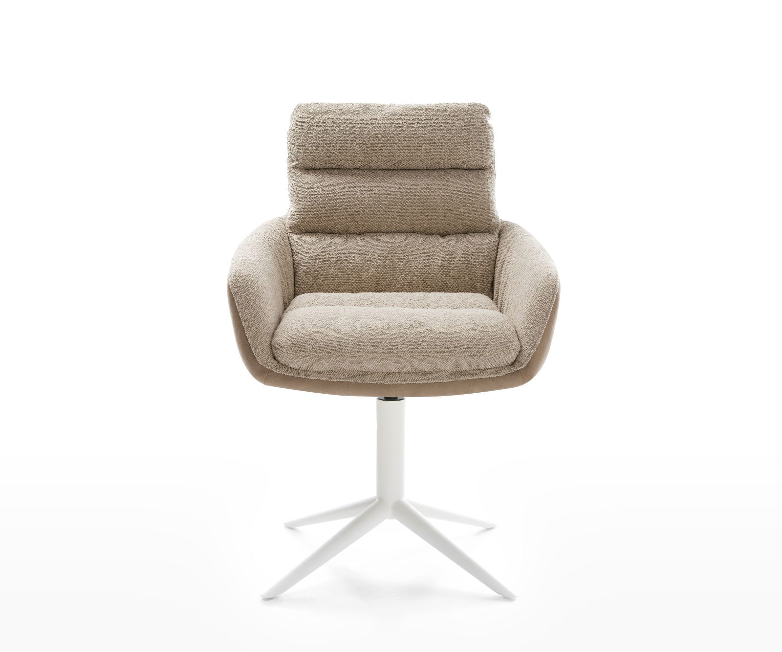 Chaise-pivotante Abelia-Flex avec accoudoirs tissu mixte couleur boue pied de chaise 4 branches blanc pivotement sur 360° fonction bascule 1 Chaise-pivotante Abelia-Flex avec accoudoirs tissu mixte couleur boue pied de chaise 4 branches blanc pivotement sur 360° fonction bascule 1