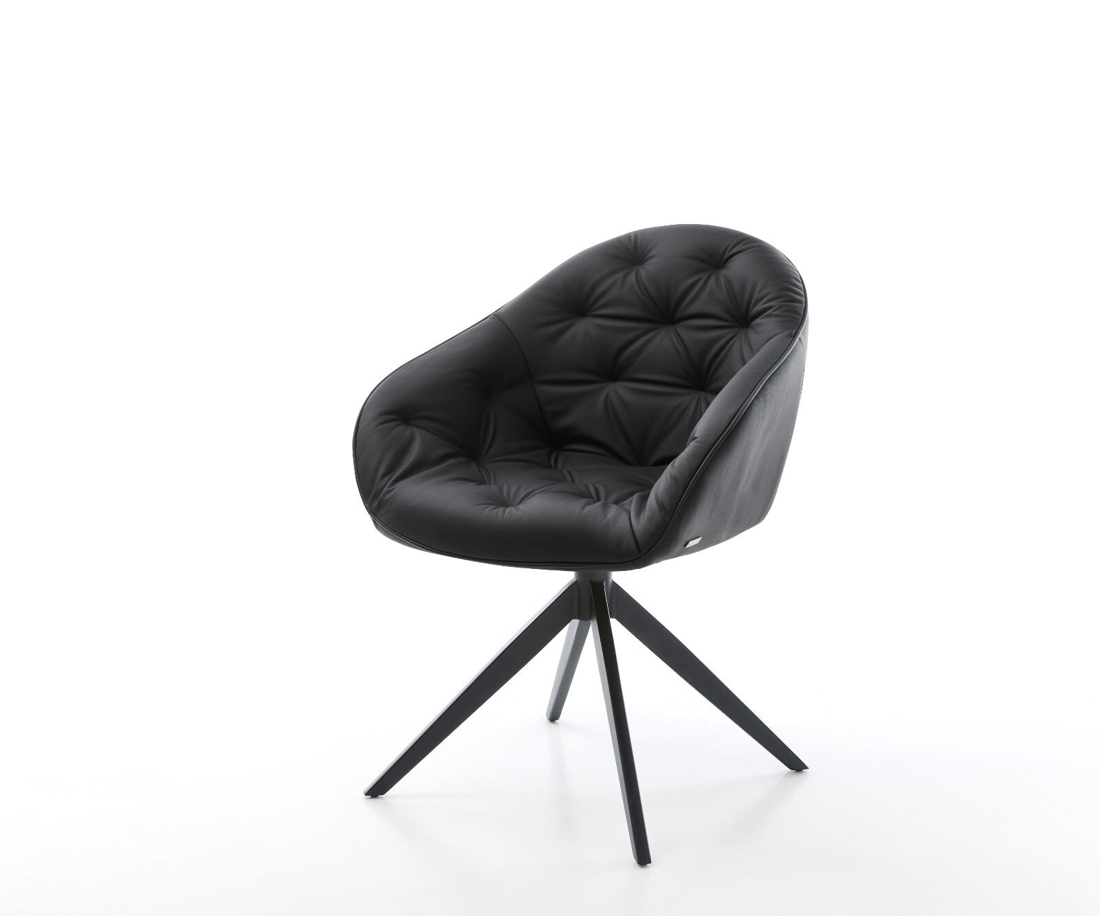 Chaise-pivotante Gaio-Flex cuir de vache noir pied croisé large noir pivotement sur 360° fonction bascule