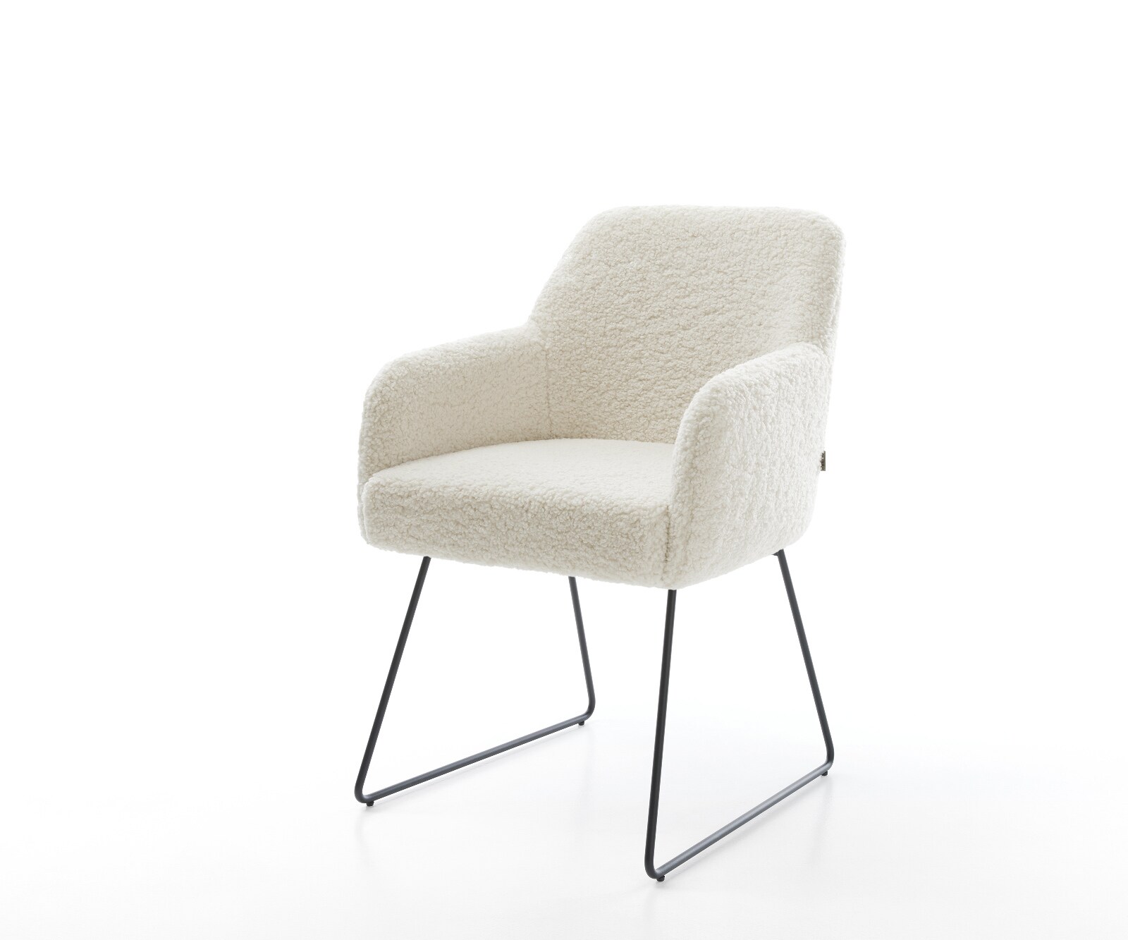 Chaise-de-salle-à-manger Greg-Flex tissu teddy beige pied trapèze noir resorts ensachés 1