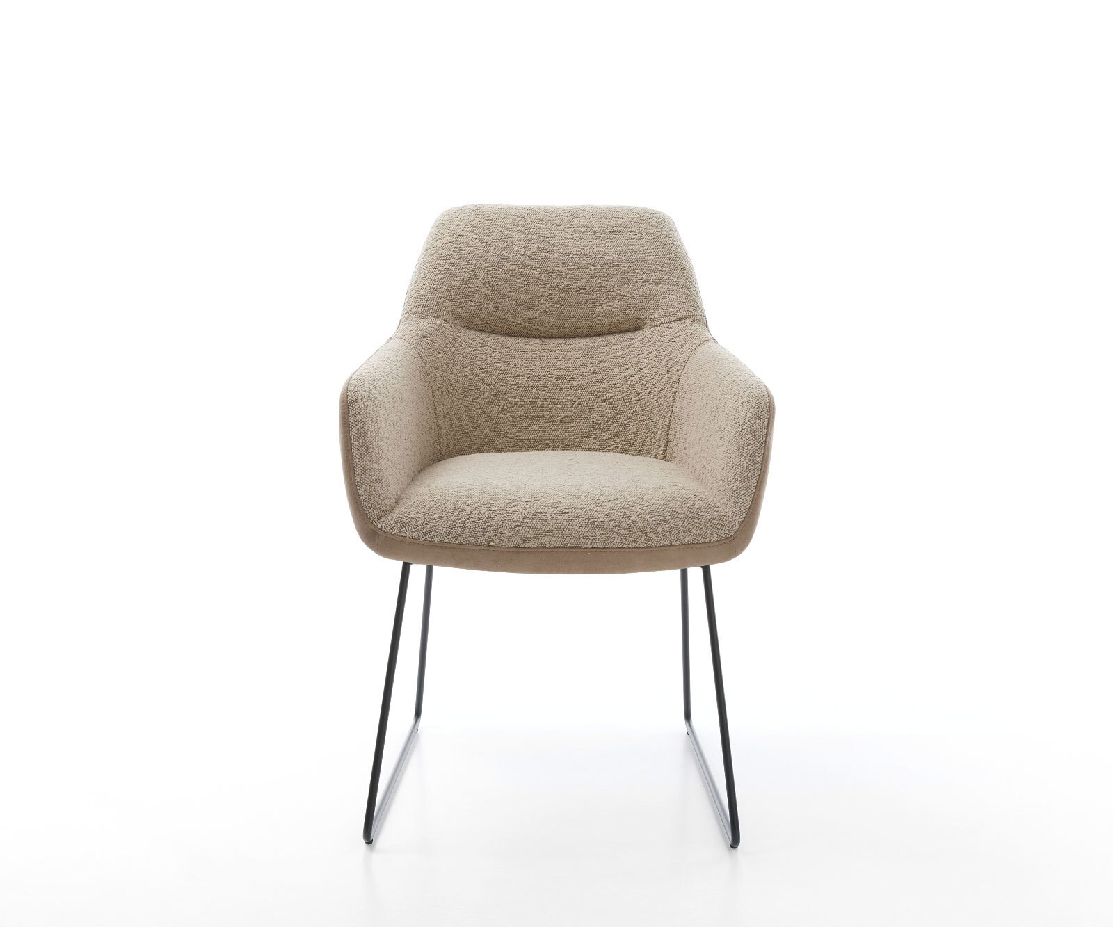 Chaise-de-salle-à-manger Pejo-Flex tissu mixte couleur boue pied trapèze noir ressorts ensachés 1
