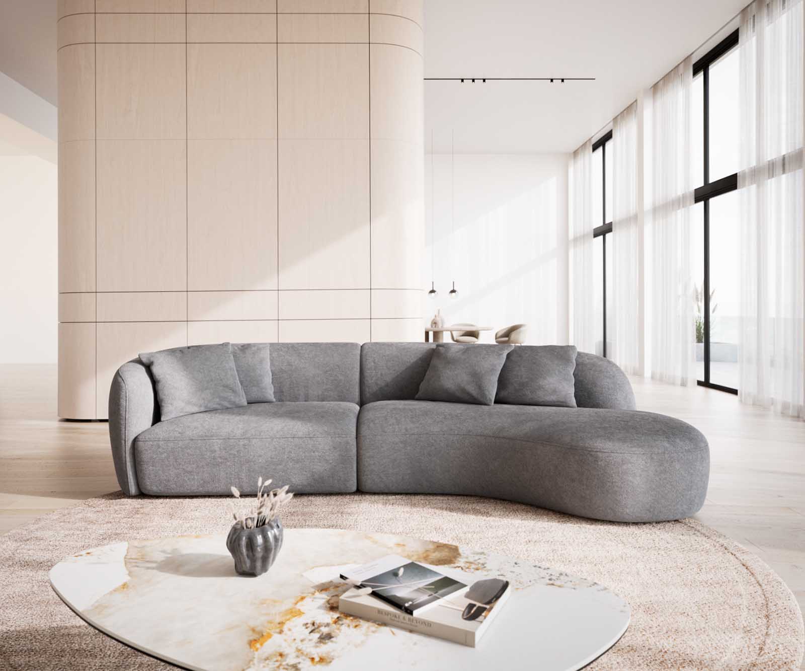 Canapé Mairi 330x160 cm microfibre gris 4