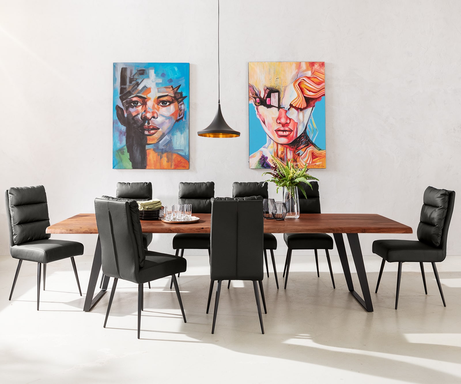 Table-à-manger Edge 300x100 XL acacia marron métal incliné Live-Edge 1 Table-à-manger Edge 300x100 XL acacia marron métal incliné Live-Edge 1