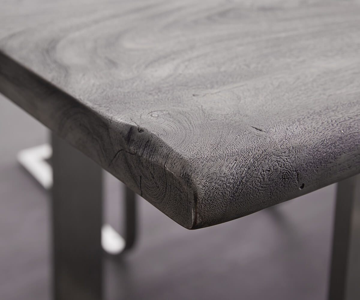 Table-à-manger Edge 220x100cm XL acacia platine acier inoxydable large Live-Edge 4