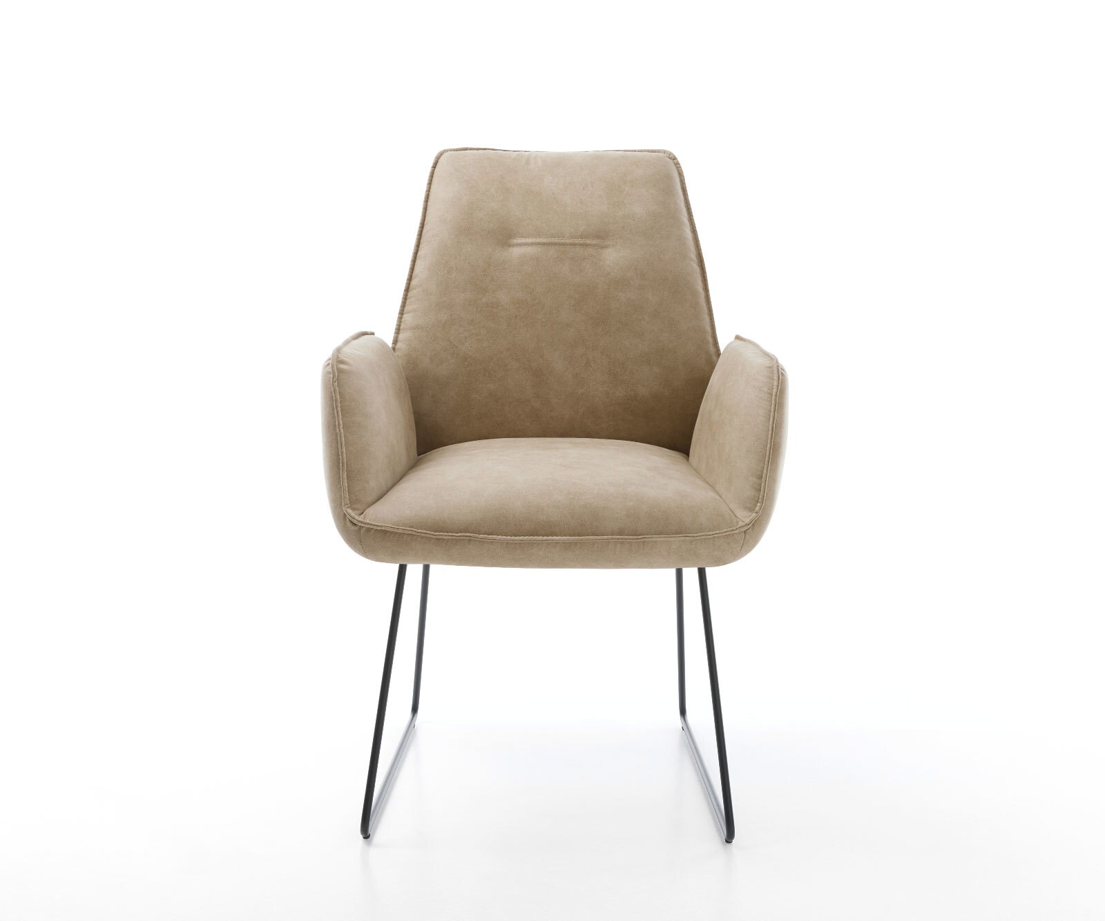 Chaise-de-salle-à-manger Zoa-Flex microvelours beige vintage pied trapèze noir ressorts ensachés 1
