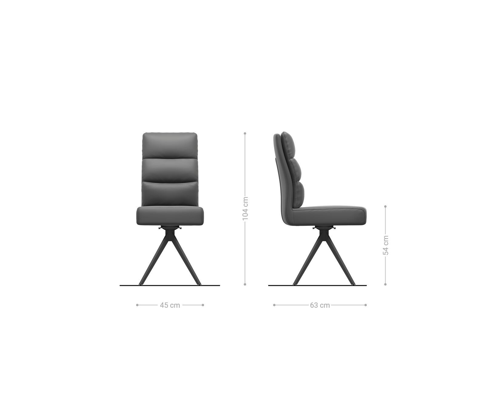 Chaise-de-salle-à-manger Pela-Flex cuir de vache noir pied croisé angulaire noir ressorts ensachés 5 Chaise-de-salle-à-manger Pela-Flex cuir de vache noir pied croisé angulaire noir ressorts ensachés 5