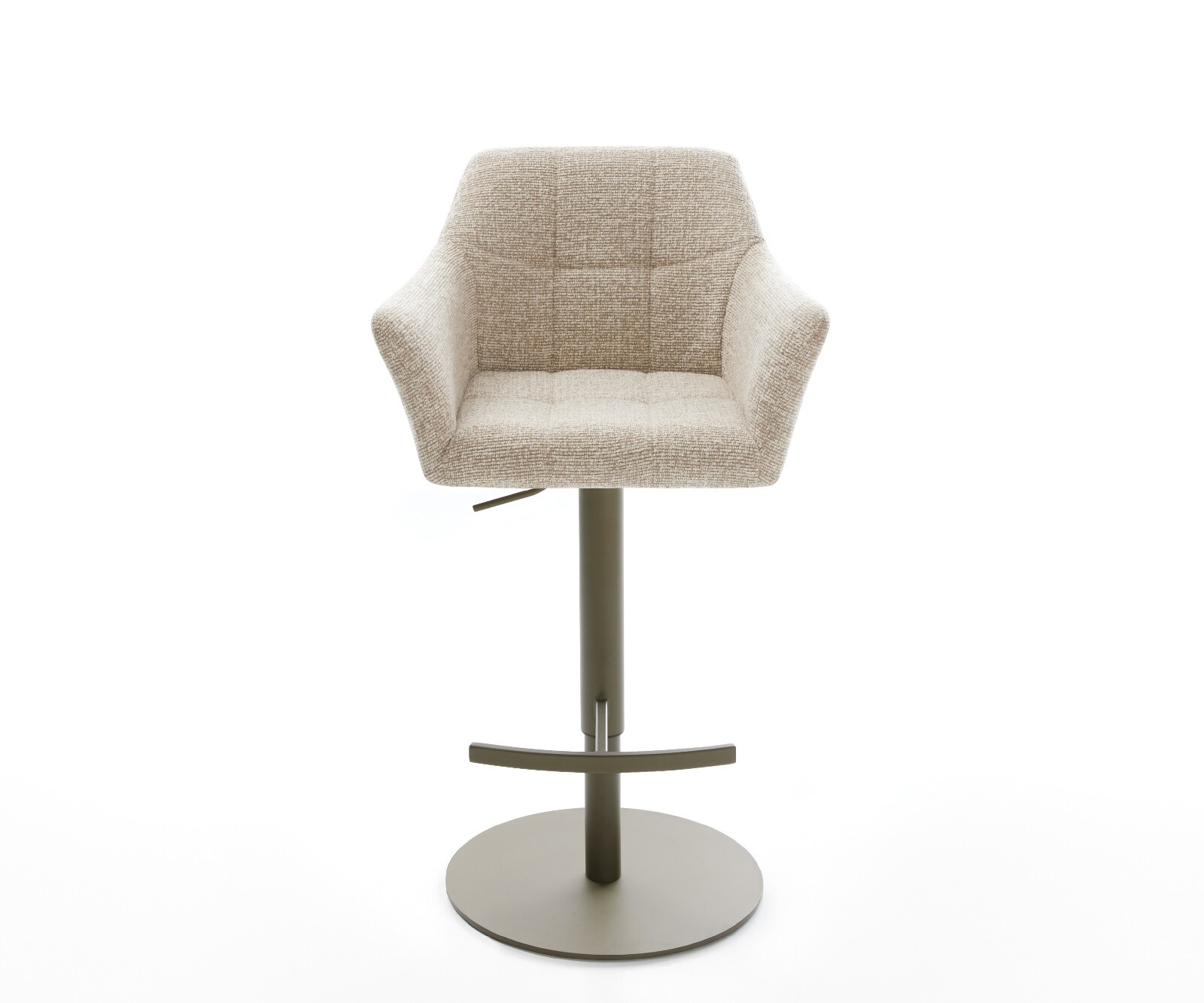 Chaise-de-bar Yulo-Flex Tissu tissé doux Beige Pied pivotant réglable en hauteur couleur titane Couleur titane 2