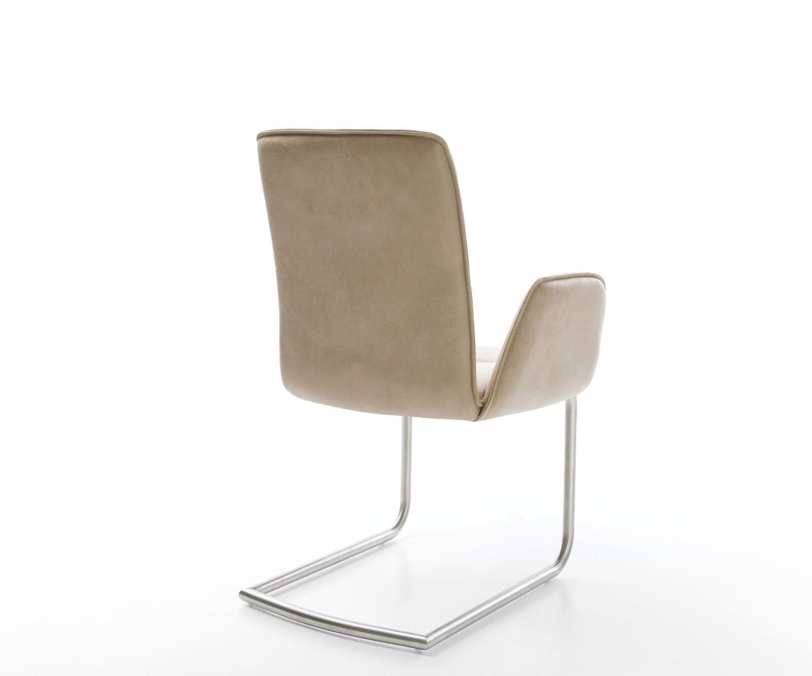 Cantilever Vinja-Flex microvelours beige vintage pied cantilever rond acier inoxydable brossé 4 Cantilever Vinja-Flex microvelours beige vintage pied cantilever rond acier inoxydable brossé 4