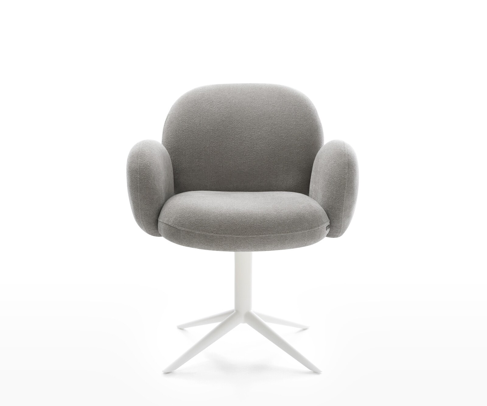 Chaise-pivotante Nube-Flex avec accoudoirs tissu structuré doux gris pied de chaise 4 branches blanc pivotement sur 360° fonction bascule resorts ensachés 2