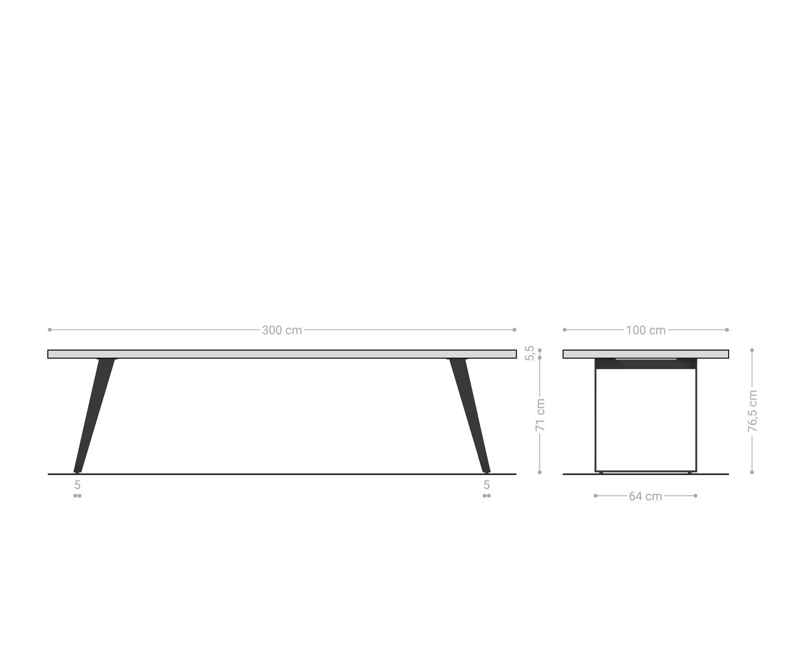 Table-à-manger Edge 300x100 XL acacia platine métal incliné Live-Edge 6