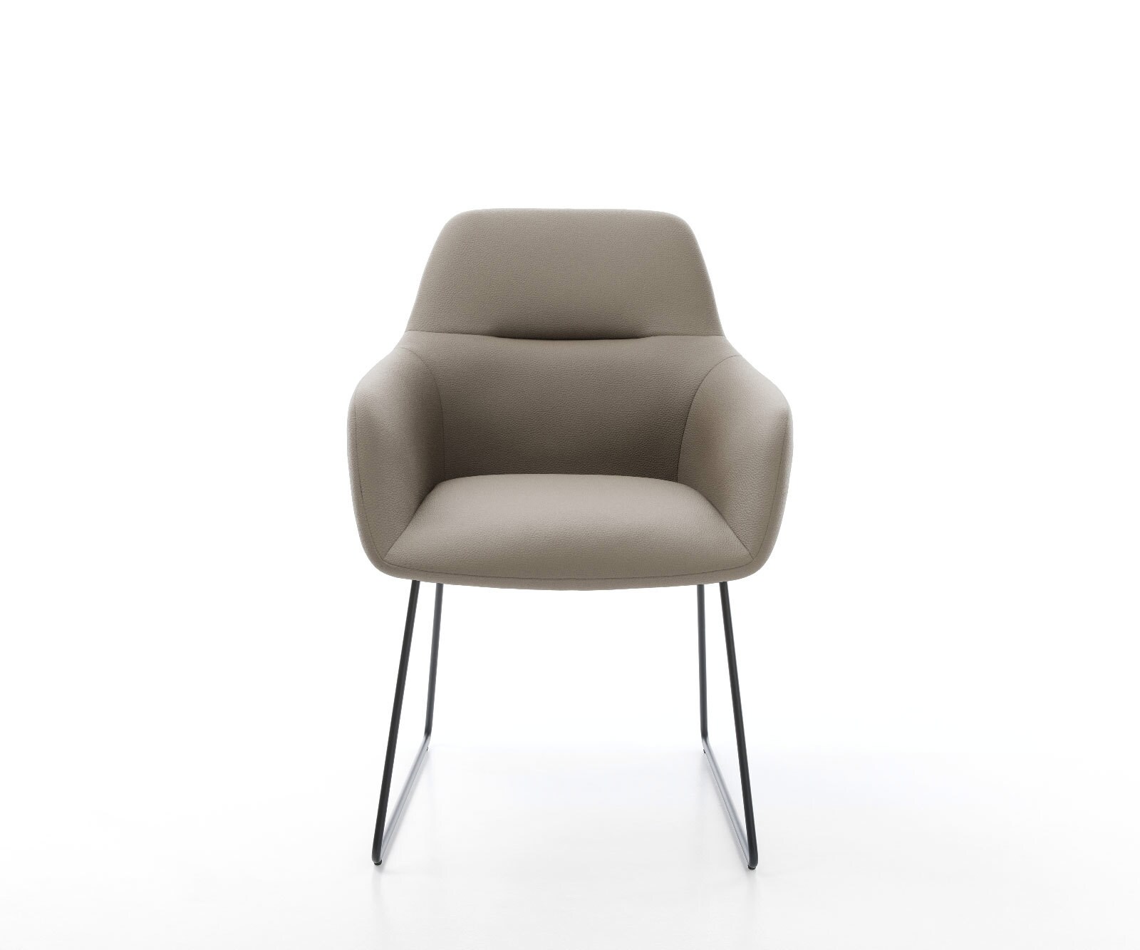 Chaise-de-salle-à-manger Pejo-Flex cuir de vache couleur boue pied trapèze noir ressorts ensachés 2