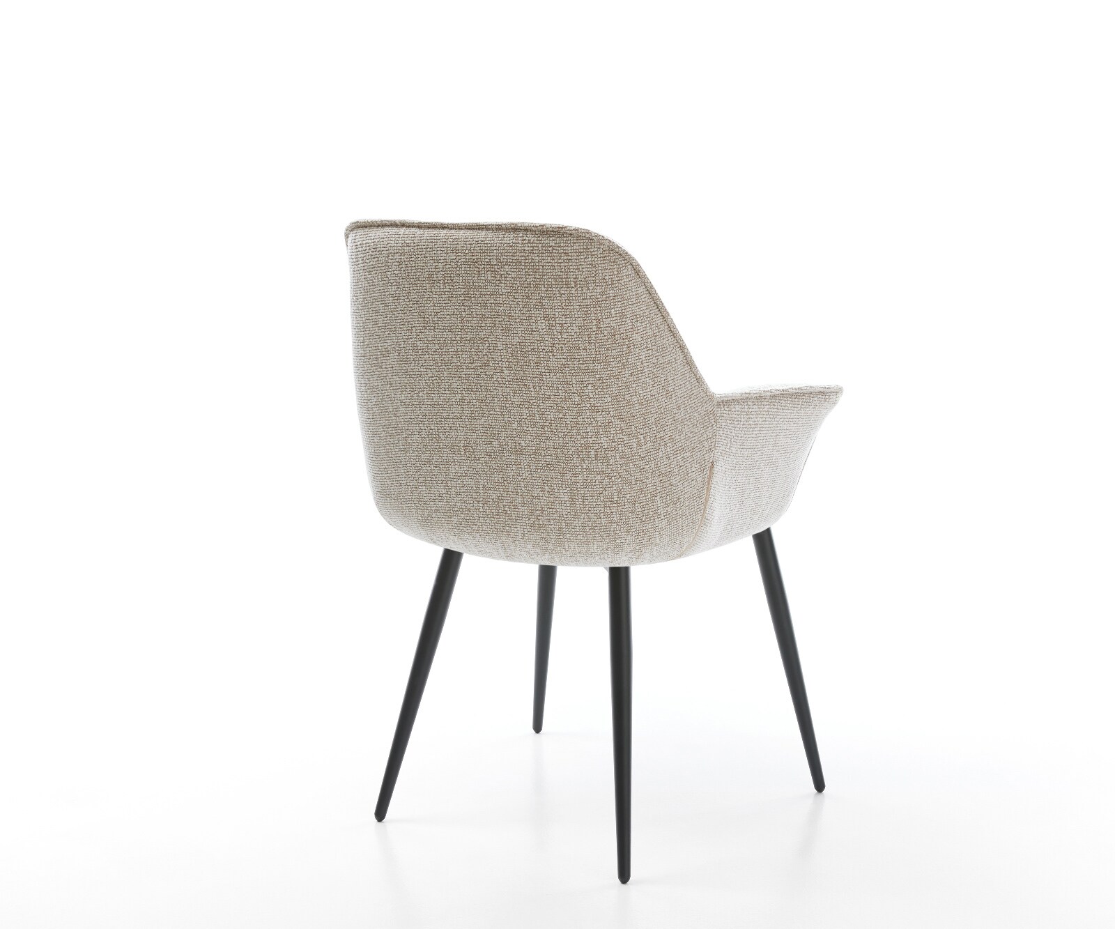 Chaise-de-salle-à-manger Keila-Flex avec accoudoirs tissu tissé doux beige 4 pieds coniques noir 4