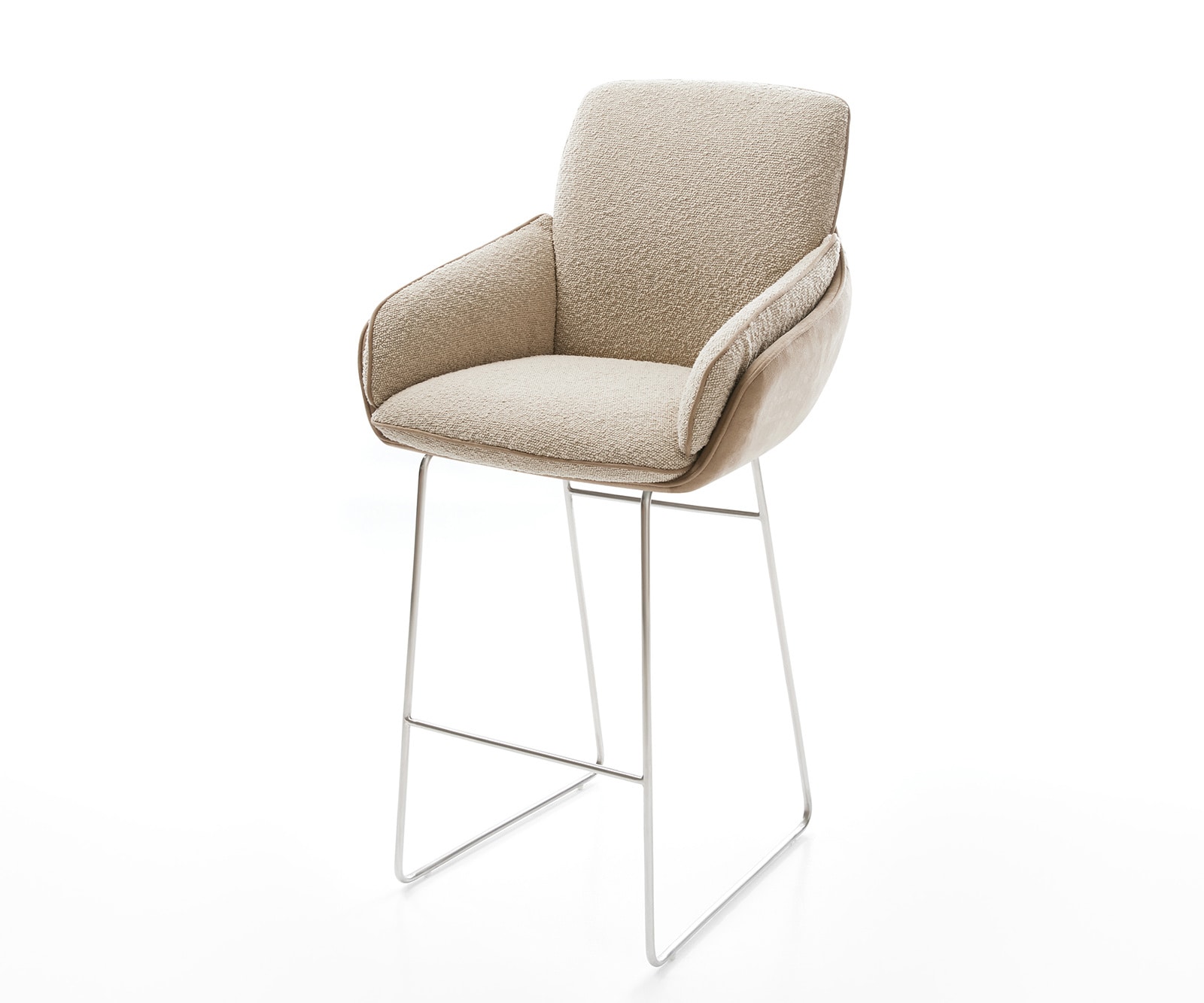 Chaise-de-bar Luan-Flex mélange de matériaux boue piétement traîneau inox ressorts ensachés 1