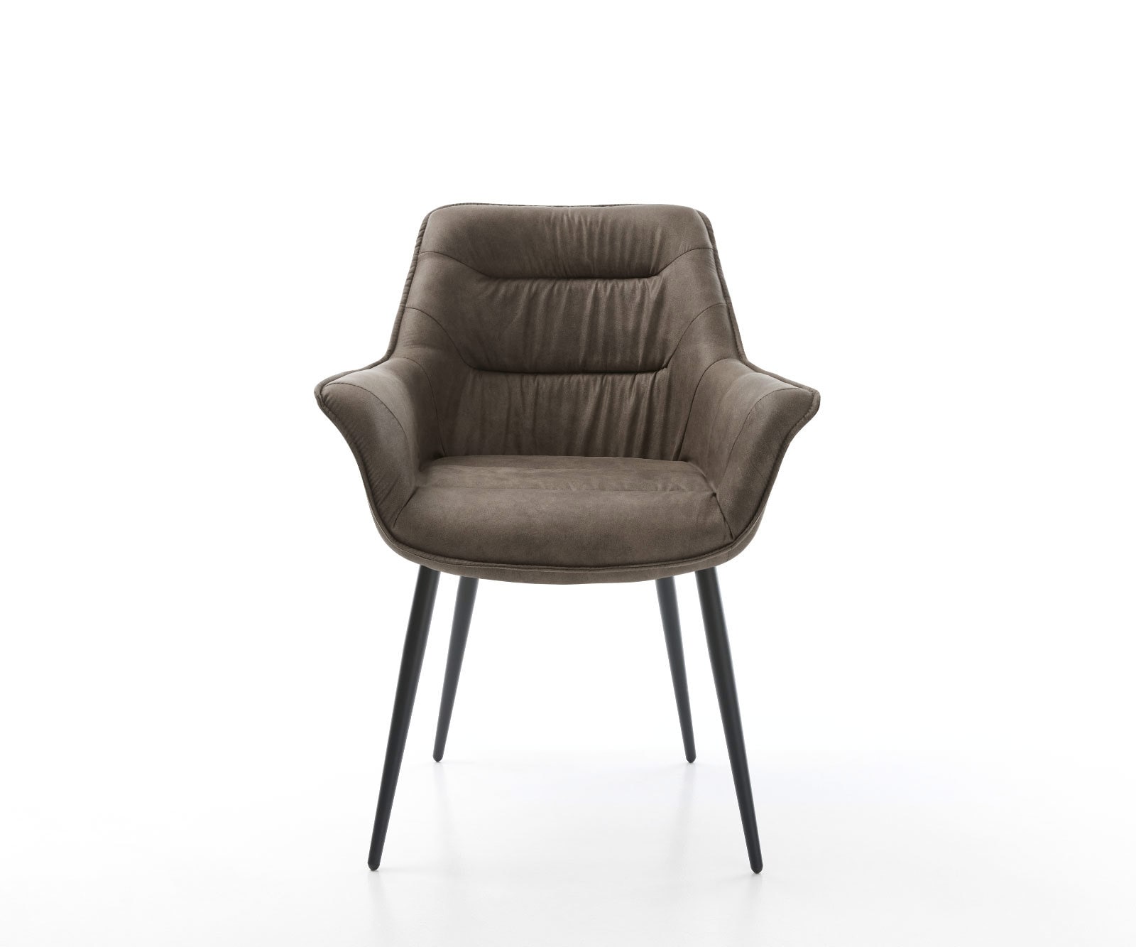 Chaise-de-salle-à-manger Kaira-Flex microvelours taupe vintage 4 pieds coniques noir 2