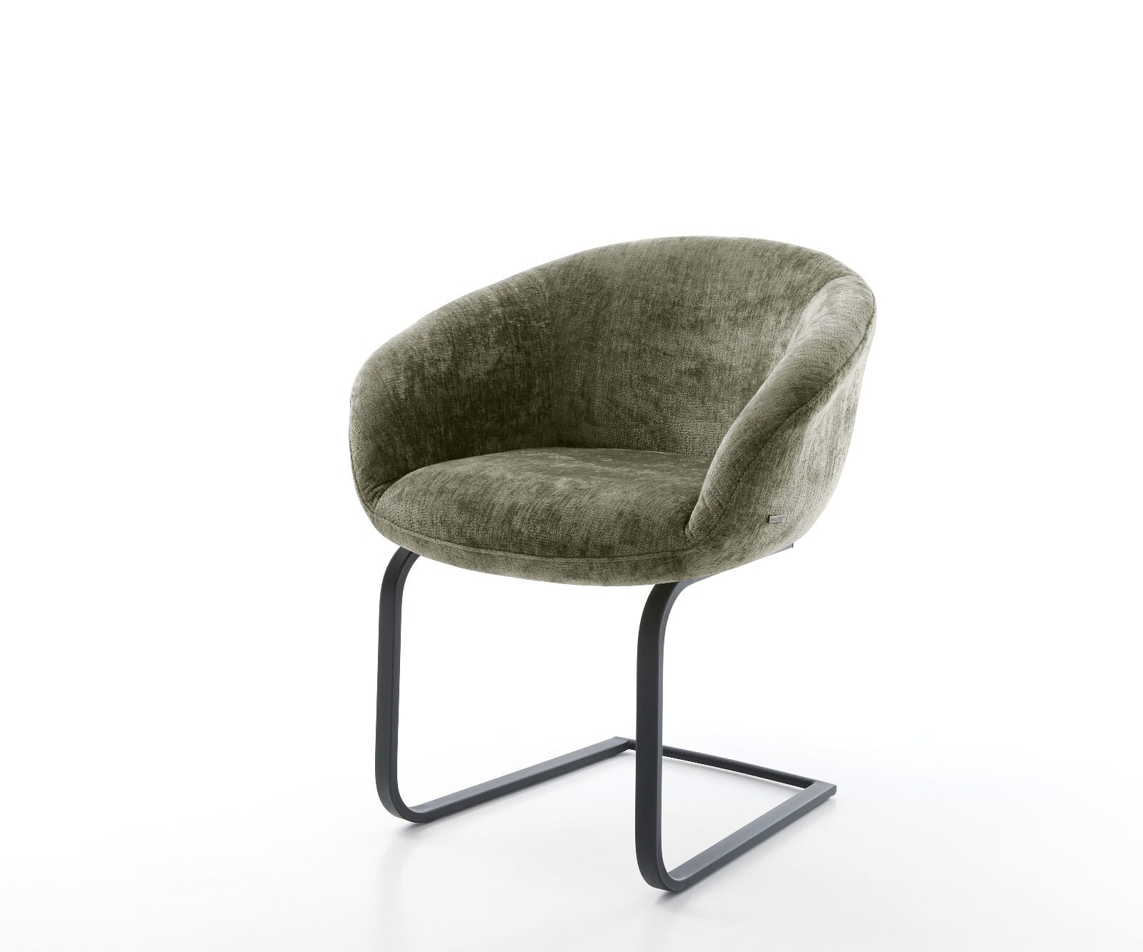 Cantilever Vinka-Flex avec accoudoirs chenille olive pied cantilever plat noir ressorts ensachés