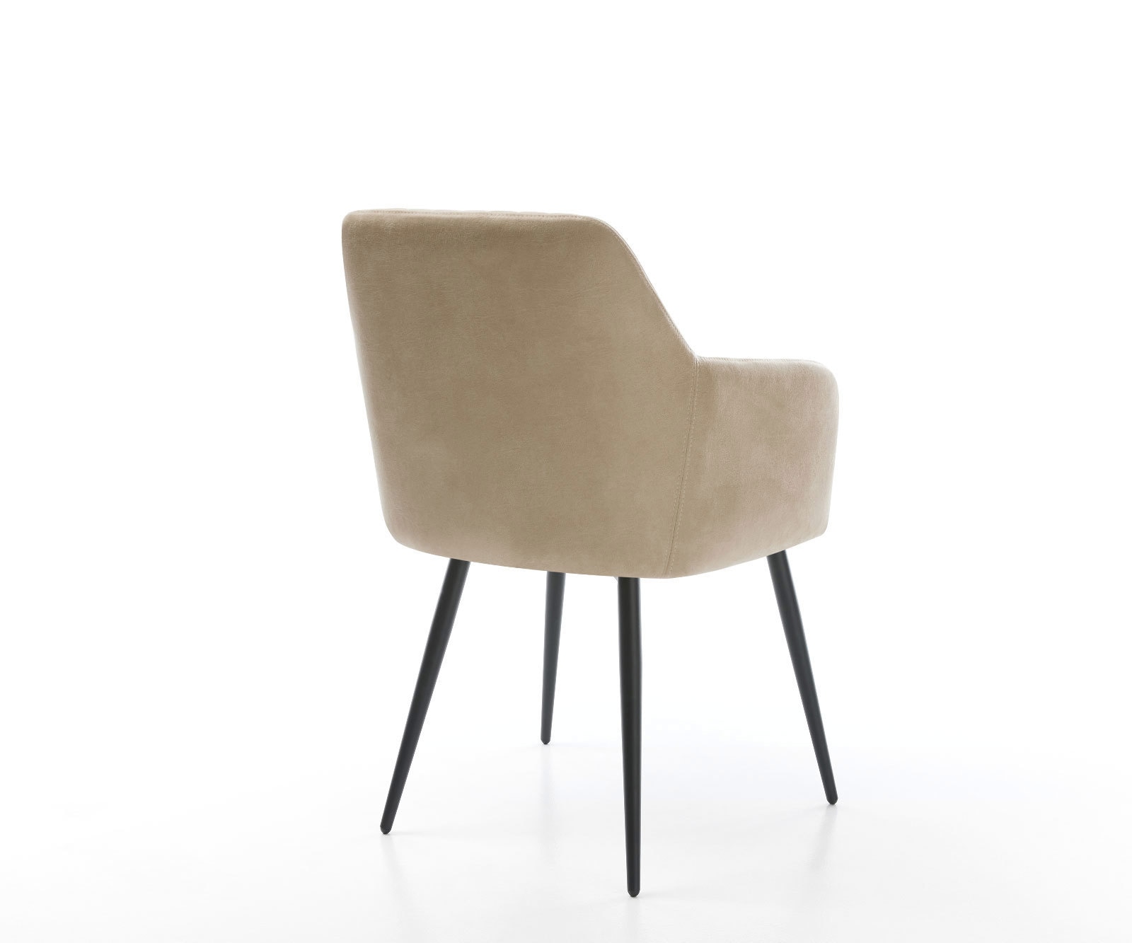 Chaise-de-salle-à-manger Greg-Flex microvelours beige vintage 4 pieds coniques noir ressorts ensachés 4 Chaise-de-salle-à-manger Greg-Flex microvelours beige vintage 4 pieds coniques noir ressorts ensachés 4