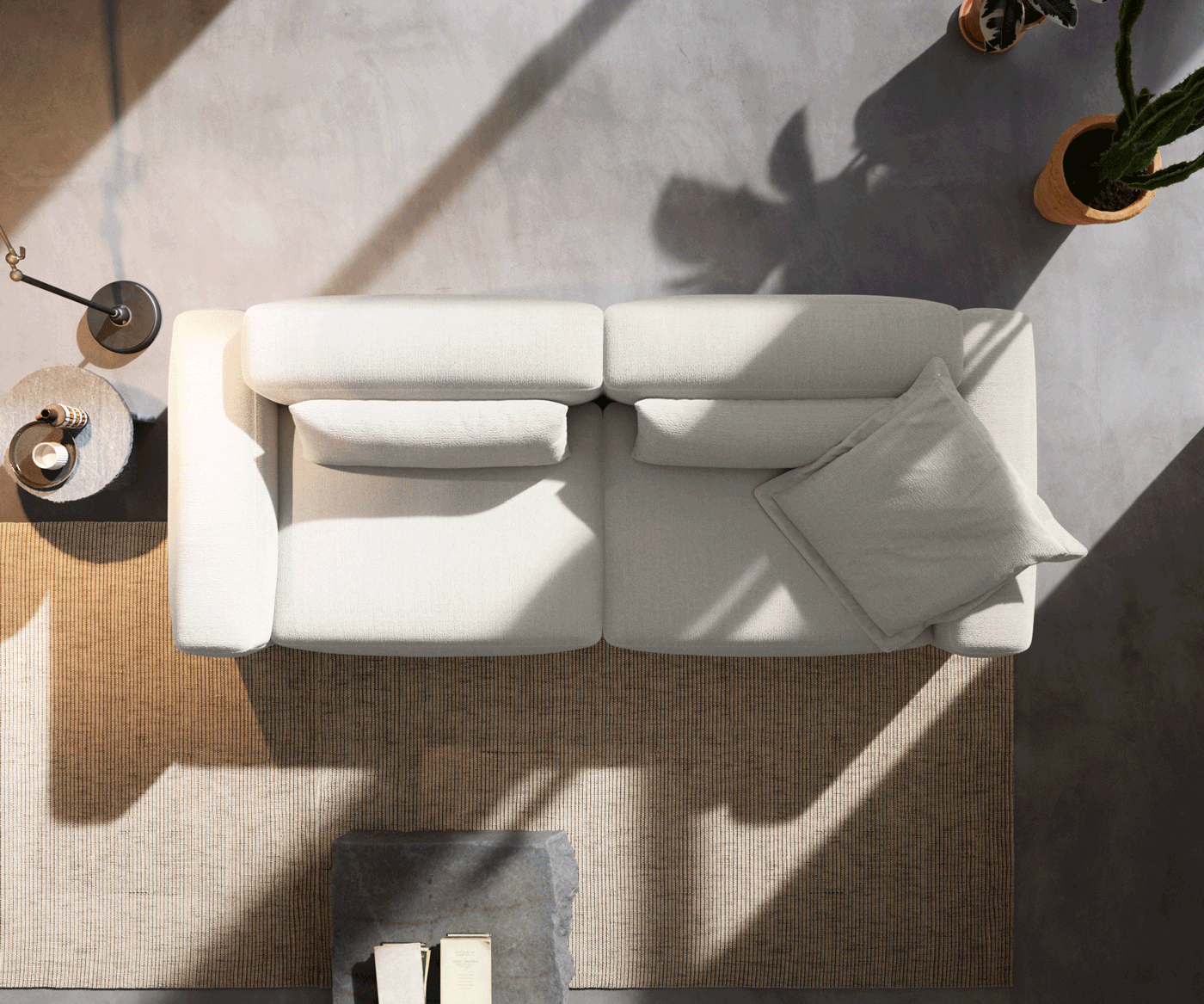 Grand canapé Freestyle Pure 280x110 cm Bouclé beige doux 4