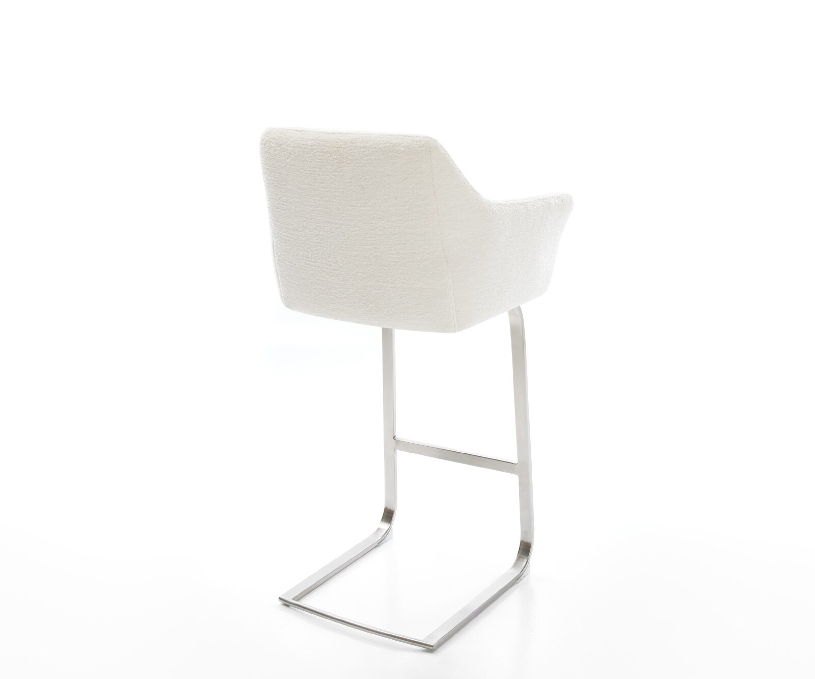 Chaise-de-bar Yulo-Flex Bouclé doux Beige Pied cantilever acier inoxydable Argent 4