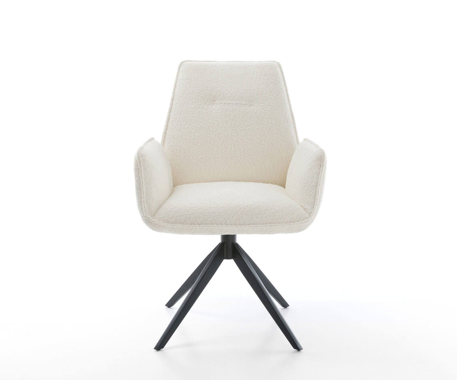 Chaise-pivotante Zoa-Flex bouclé blanc pied croisé large noir pivotement sur 360° fonction bascule ressorts ensachés 2
