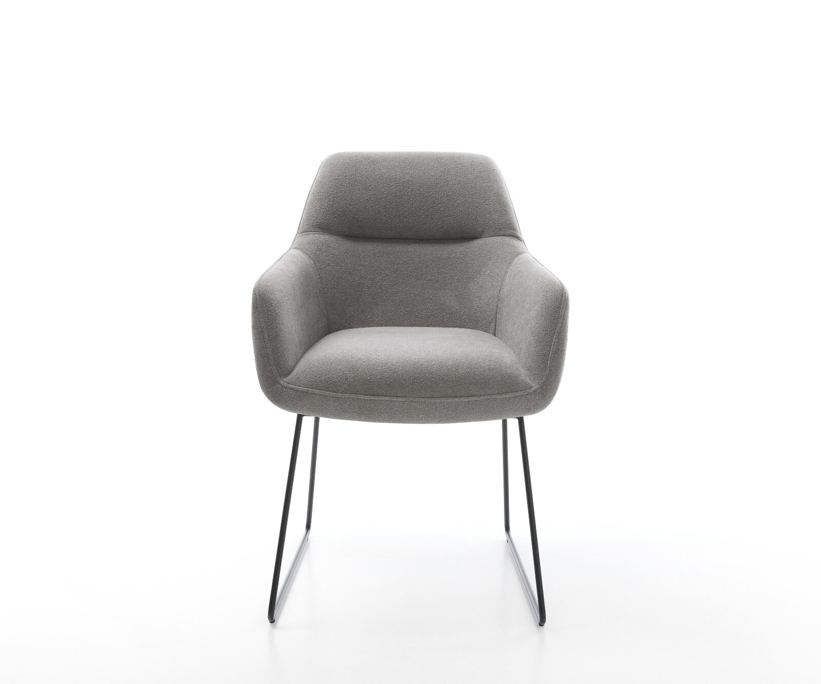 Chaise-de-salle-à-manger Pejo-Flex tissu structuré doux gris pied trapèze noir resorts ensachés 2