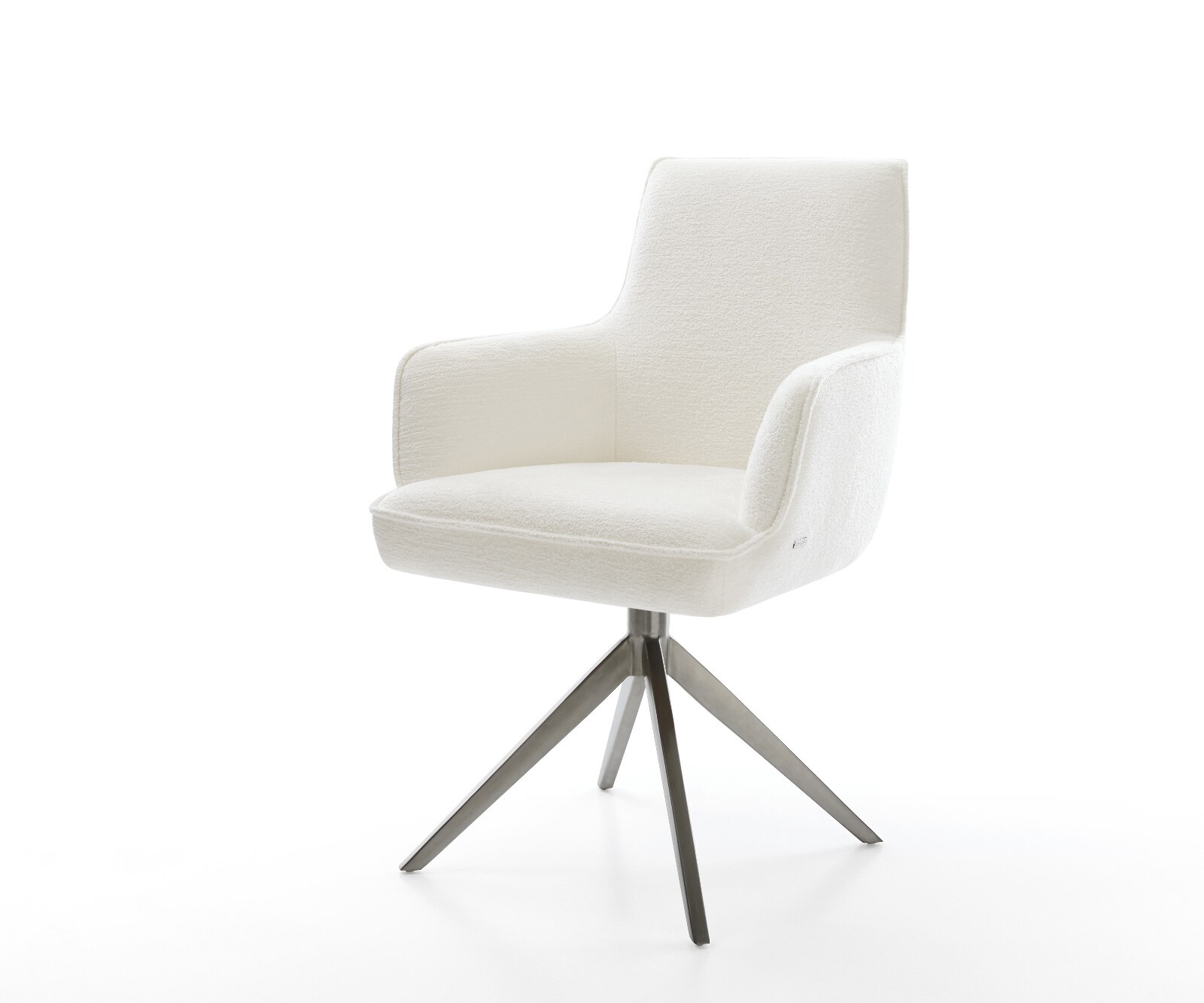 Chaise-pivotante Heira-Flex avec accoudoirs bouclé doux beige pied croisé large grafiete pivotement sur 360° fonction bascule resorts ensachés 1