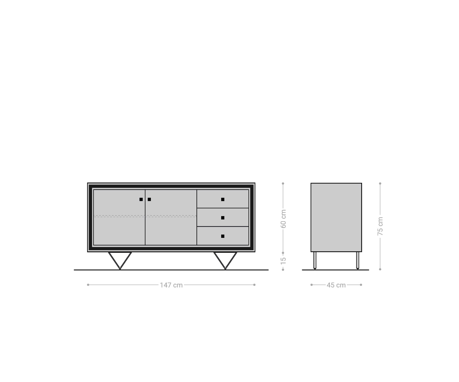 Buffet Stonegrace 150 cm acacia marron 3D 2 portes 3 tiroirs pied en V noir 4 Buffet Stonegrace 150 cm acacia marron 3D 2 portes 3 tiroirs pied en V noir 4