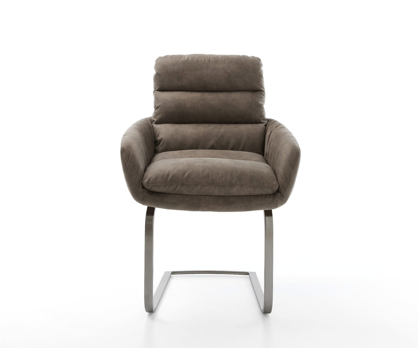 Cantilever Abelia-Flex avec accoudoirs microvelours taupe vintage pied cantilever plat grafiete 2