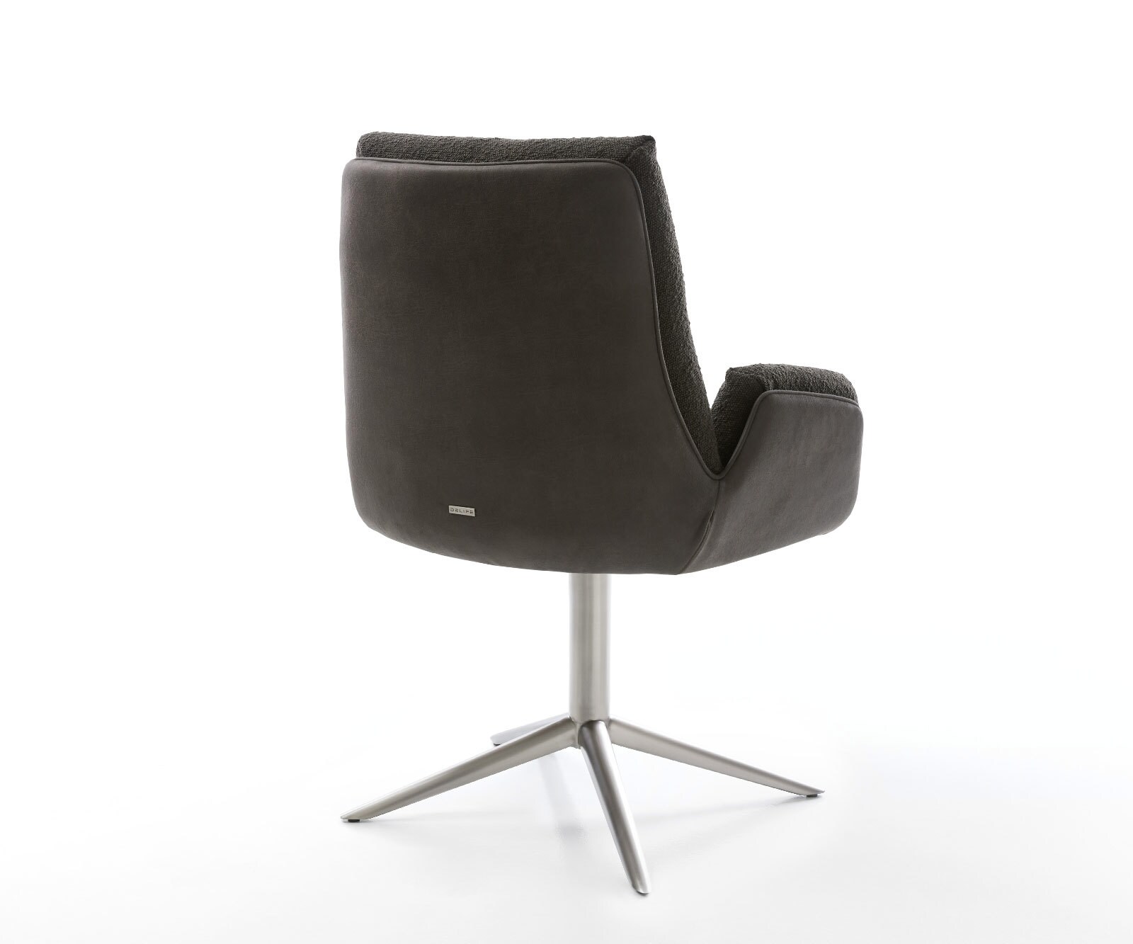Chaise-pivotante Clea-Flex tissu mixte noir pied de chaise 4 branches acier inoxydable brossé pivotement sur 360° fonction bascule 5