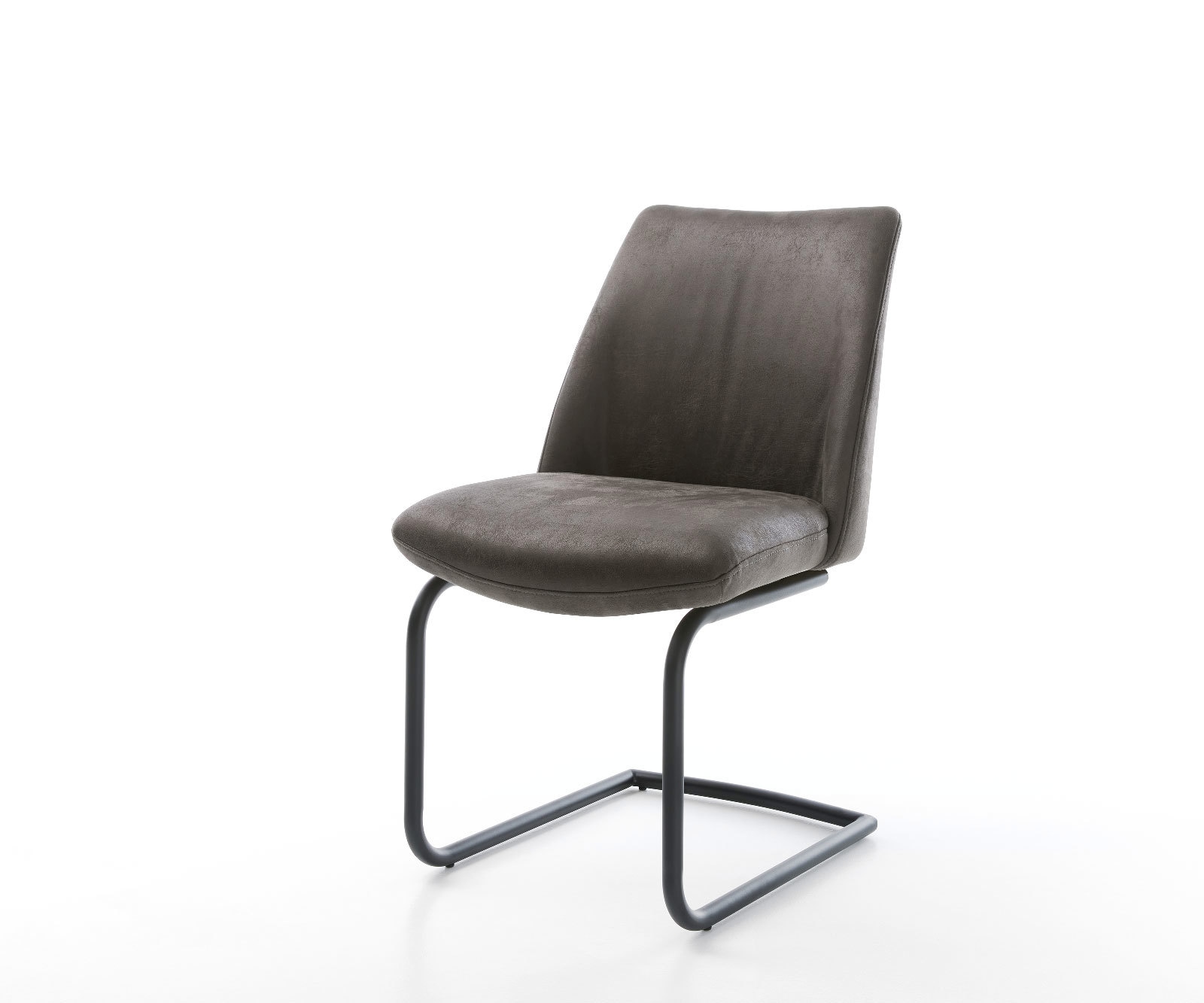 Cantilever Elso-Flex microvelours anthracite vintage pied cantilever rond noir ressorts ensachés 1