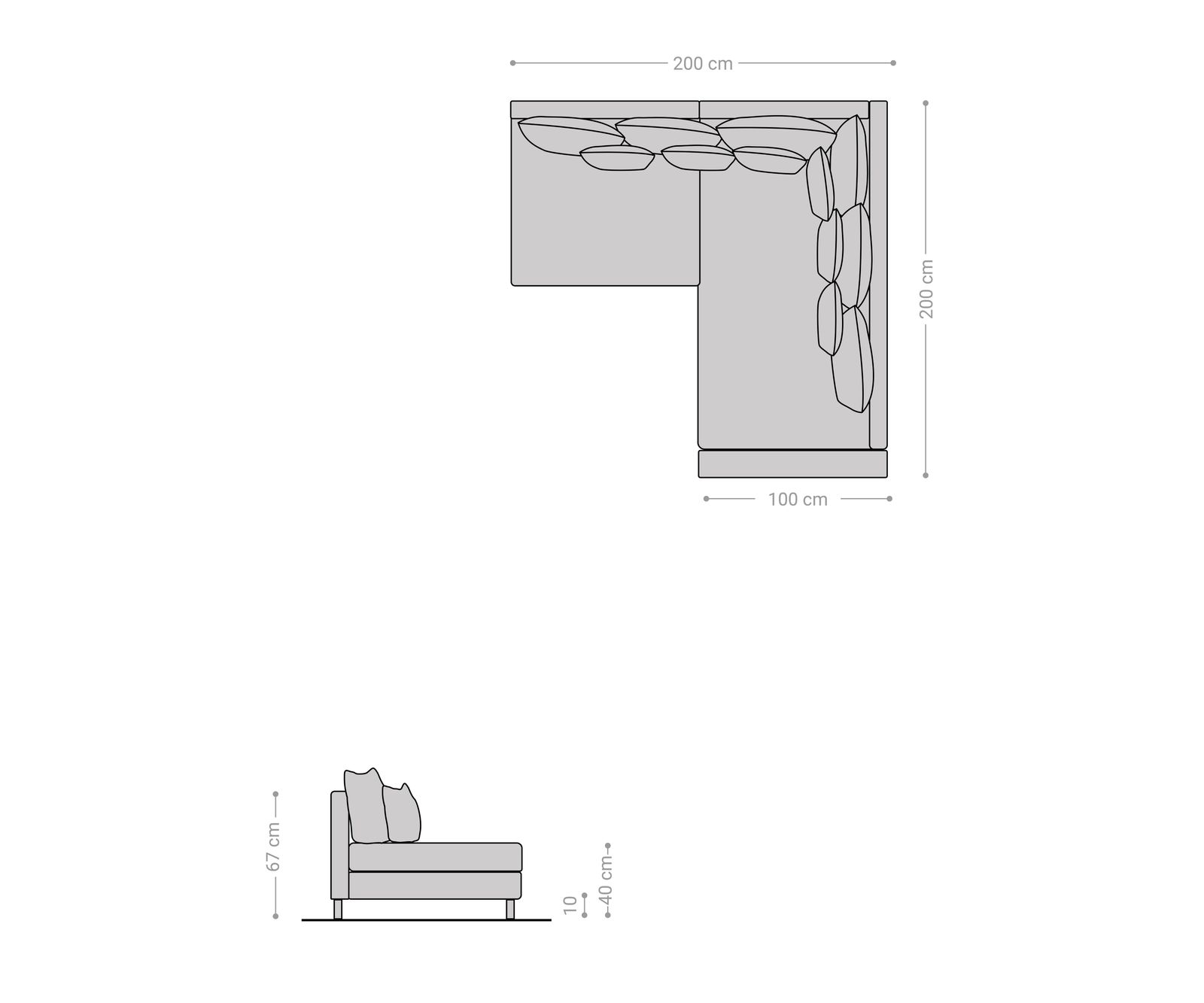 Canapé d'angle Clovis tissu structuré gris clair accoudoir ottoman droite 5 Canapé d'angle Clovis tissu structuré gris clair accoudoir ottoman droite 5