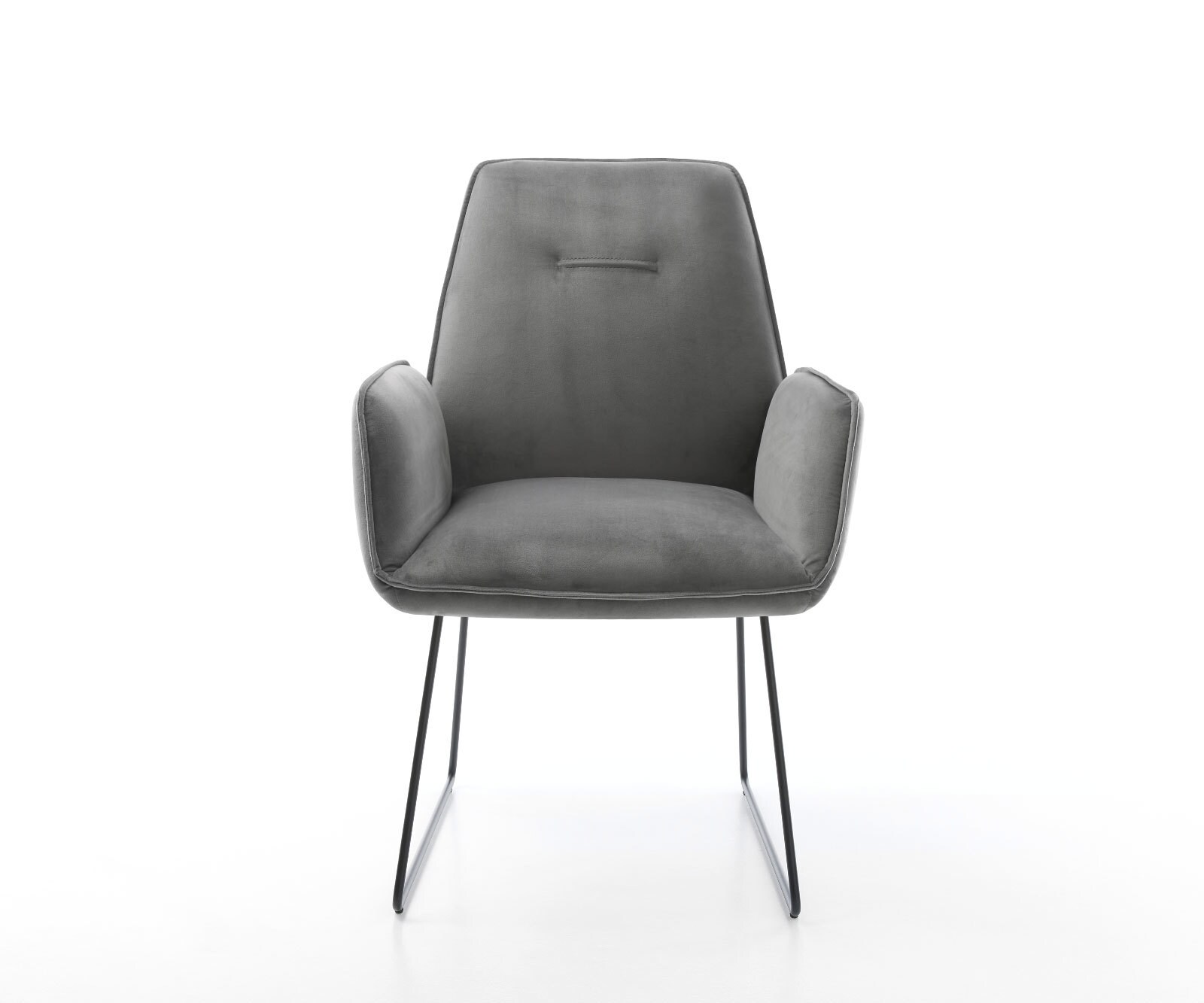 Chaise-de-salle-à-manger Zoa-Flex velours gris pied trapèze noir ressorts ensachés 1 Chaise-de-salle-à-manger Zoa-Flex velours gris pied trapèze noir ressorts ensachés 1