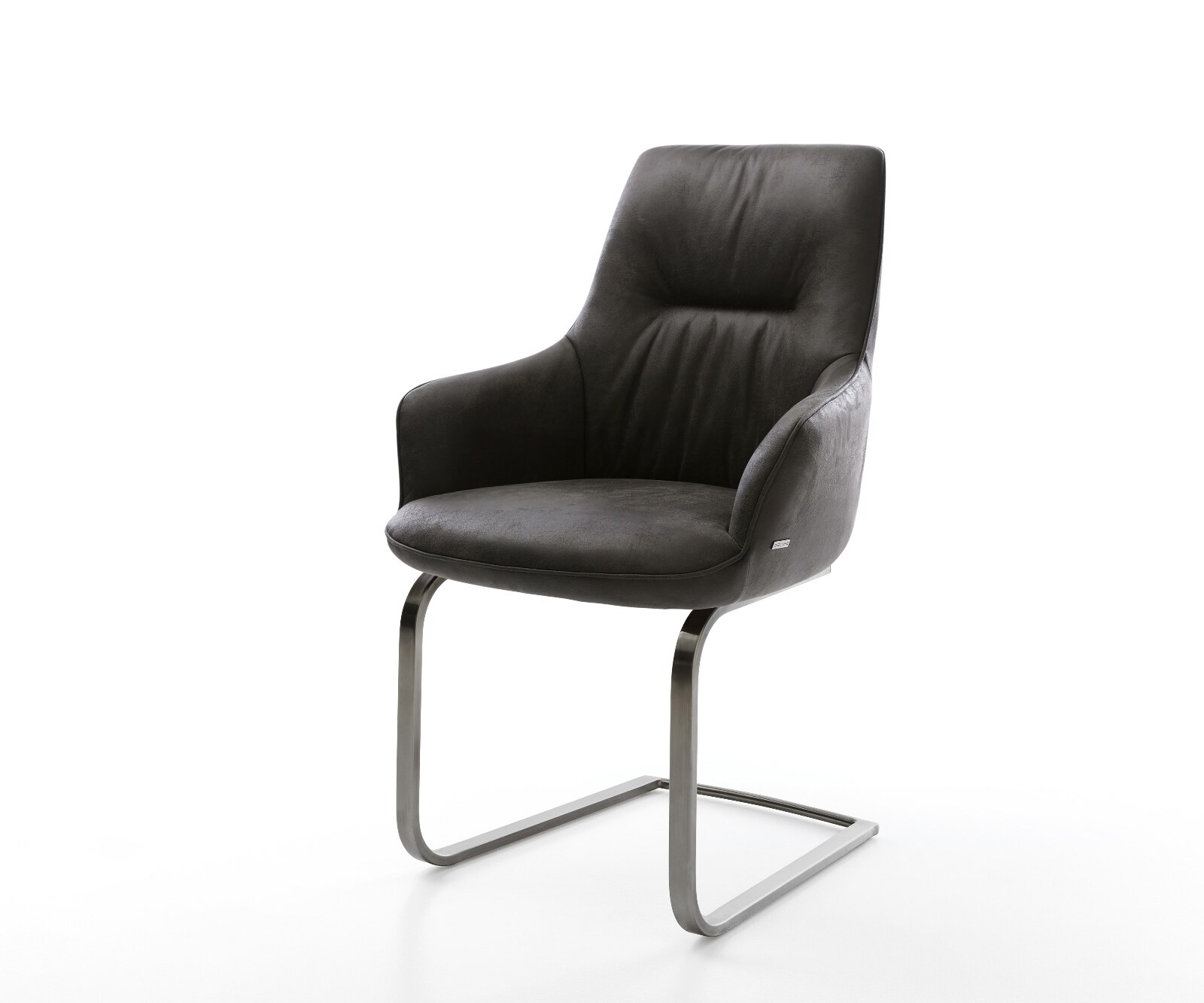 Cantilever Zelia-Flex avec accoudoirs microfibre antracite vintage pied cantilever plat grafiete ressorts ensachés