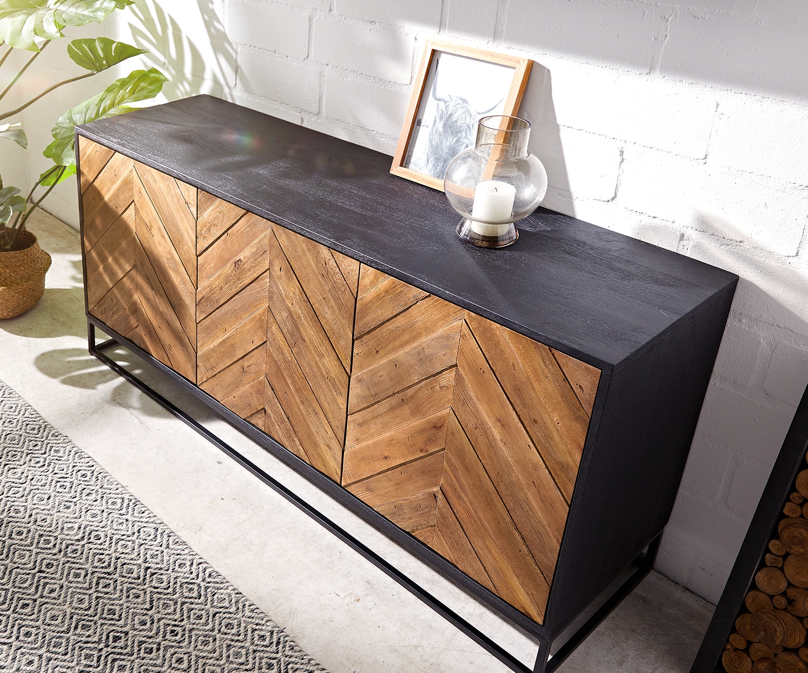 Buffet Famke 145 cm mangue teck 3 portes 4 Buffet Famke 145 cm mangue teck 3 portes 4