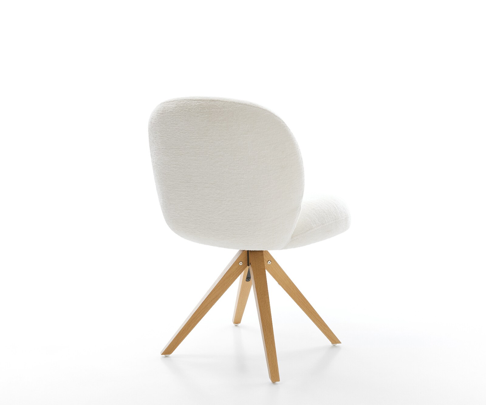Chaise-pivotante Nube-Flex bouclé doux beige pied en bois angulaire naturel pivotement sur 180° resorts ensachés 5