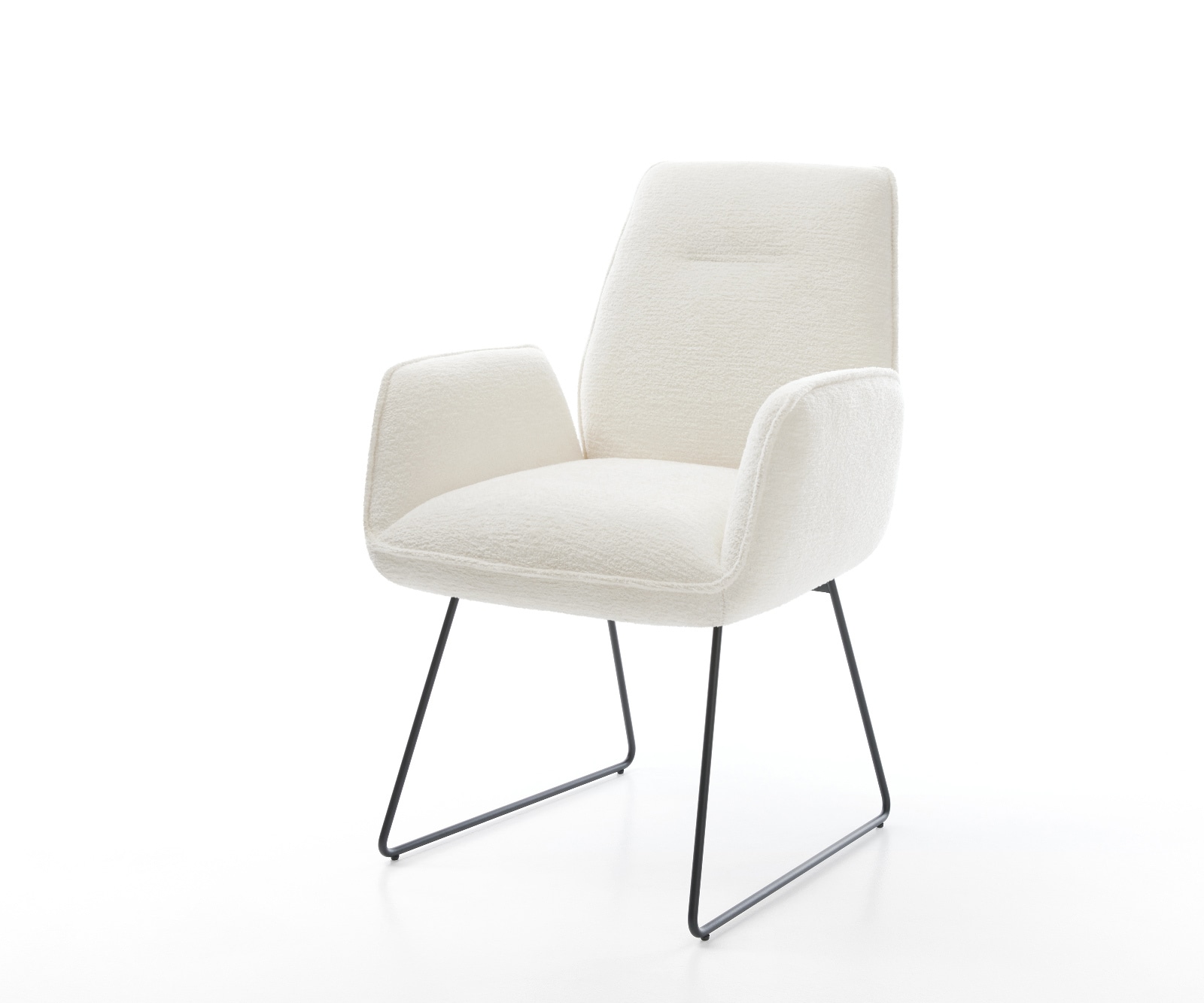Chaise-de-salle-à-manger Zoa-Flex bouclé doux beige pied trapèze noir resorts ensachés