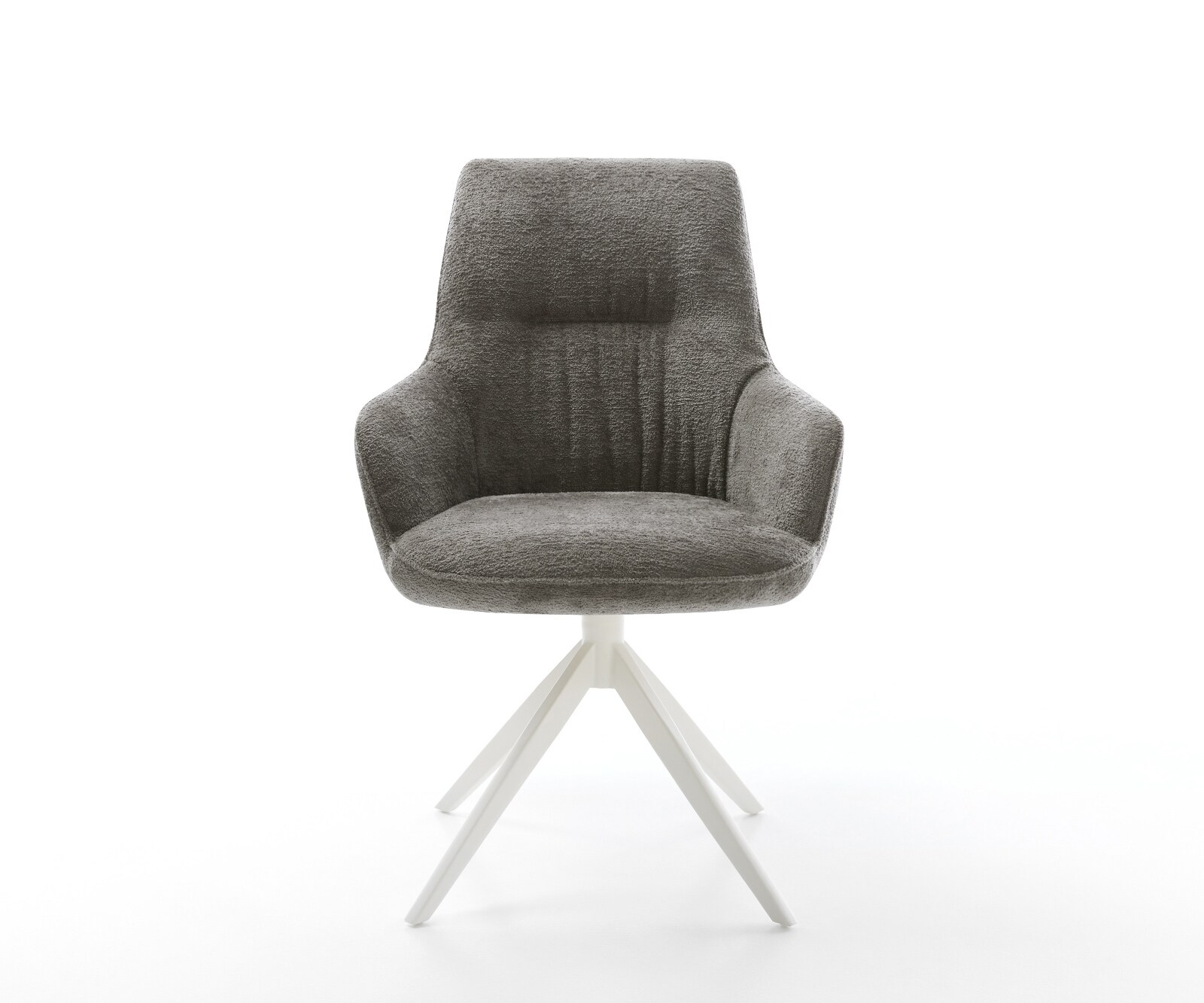 Chaise-pivotante Zelia-Flex avec accoudoirs bouclé doux couleur boue pied croisé large blanc pivotement sur 360° fonction bascule resorts ensachés 1